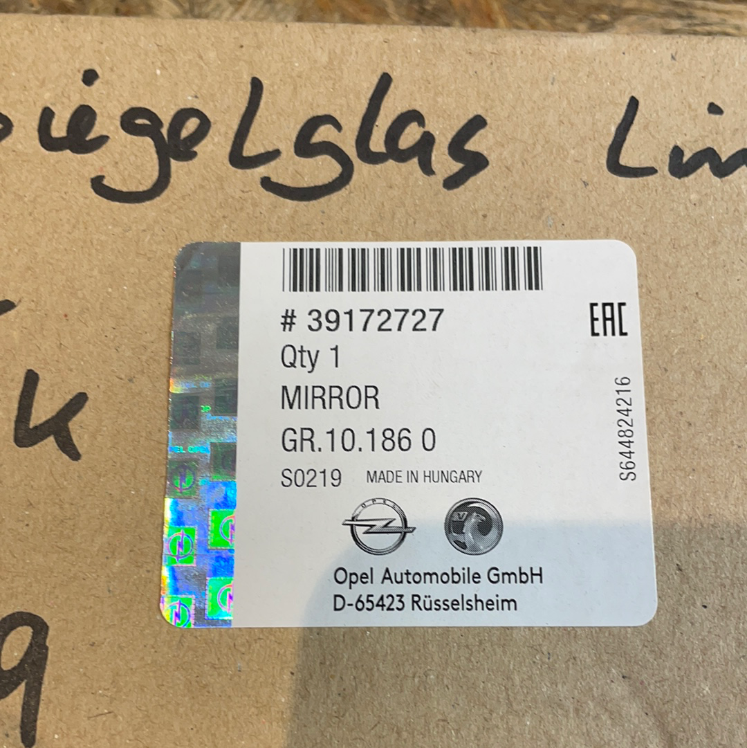 Original GM Opel Astra K Spiegelglas links Neu