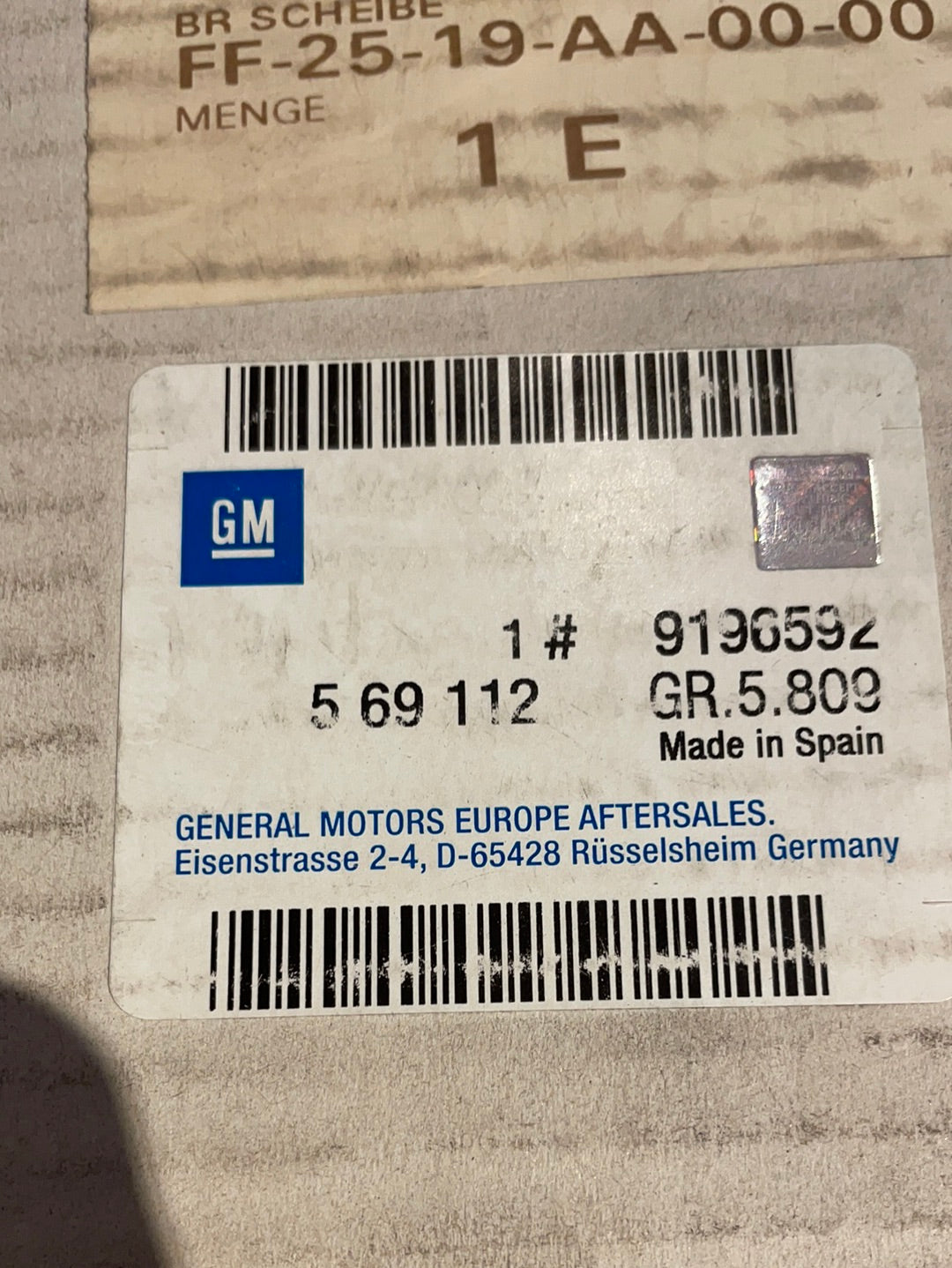 Original GM Opel Corsa C Tigra Twintop Bremsscheiben hinten Neu