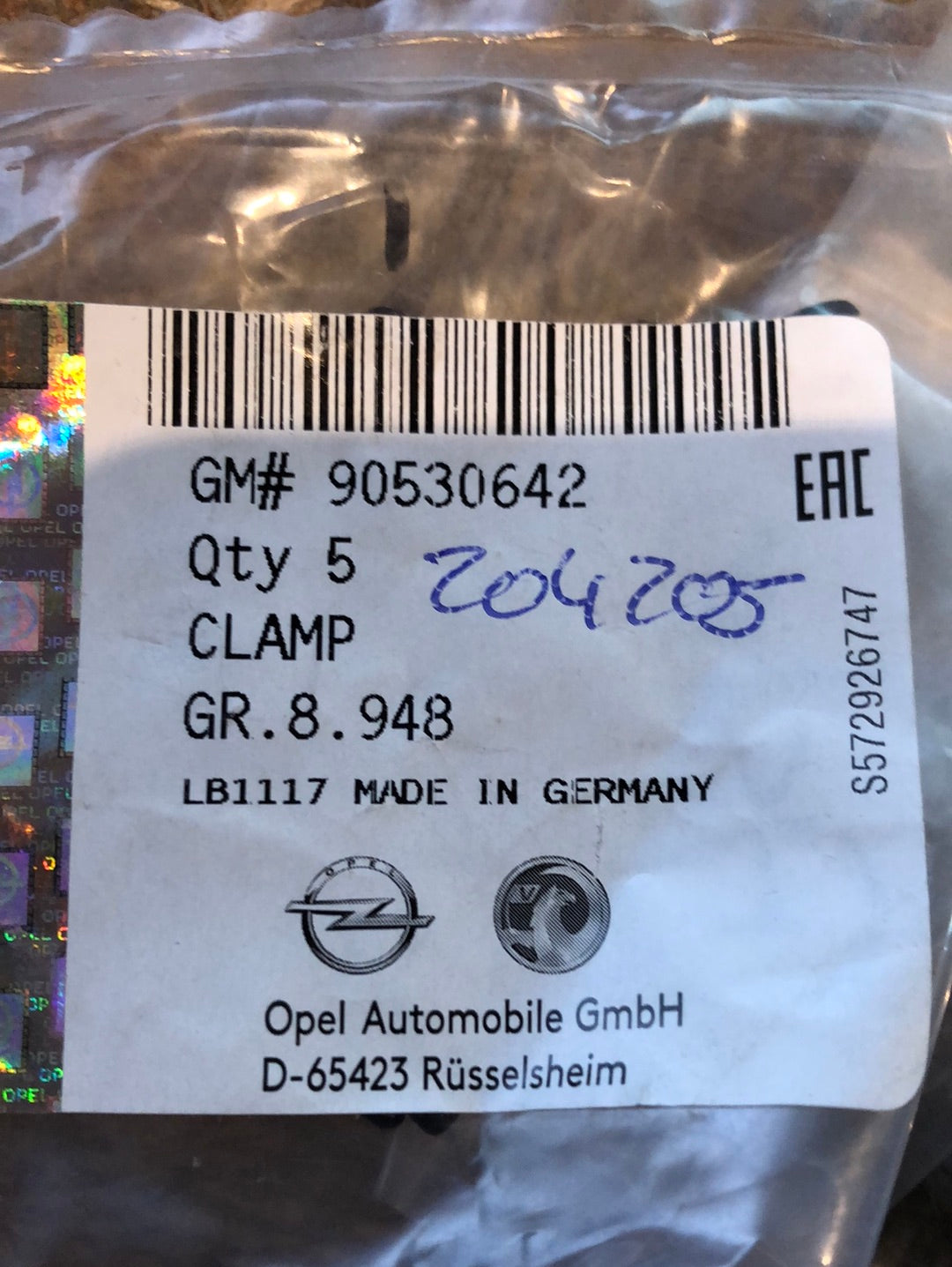 Original GM Opel Astra H Schlauchschelle Neu