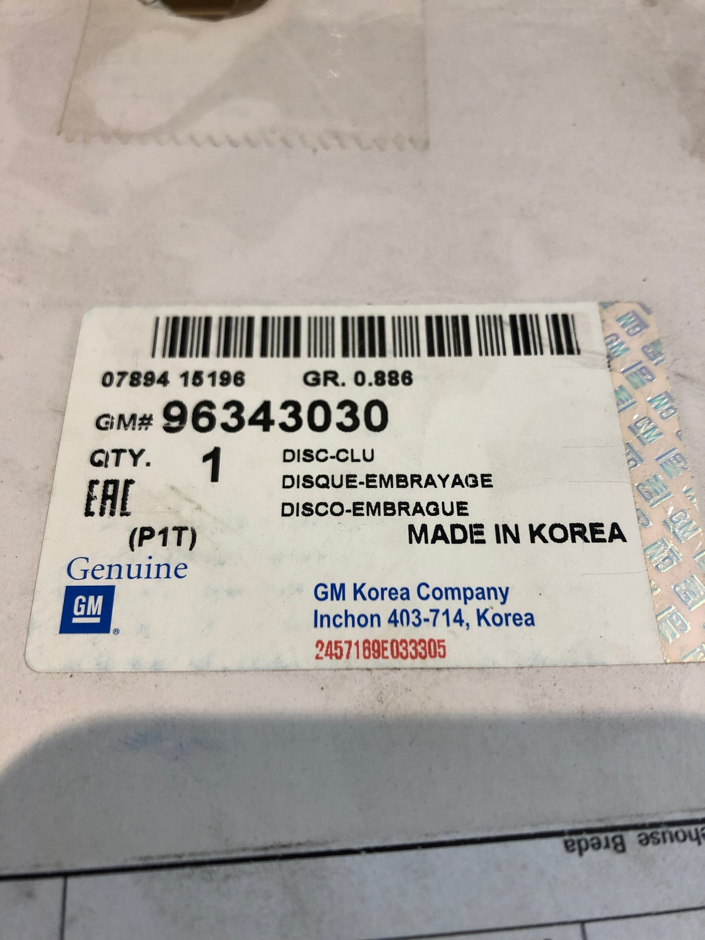 Original GM Chevrolet Valeo Kupplungssatz Neu