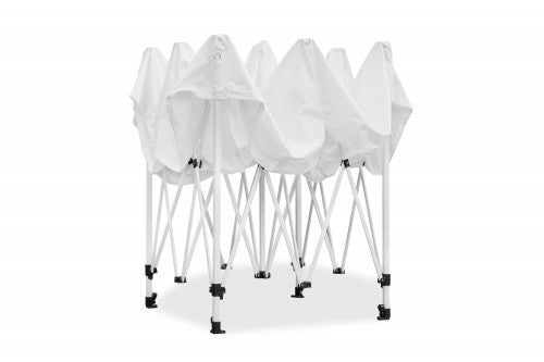 Falt-Pavillon, 3 x 3 m, weiss, Profi Ausführung, Material Oxford 420 D, wasserdicht, 4 Seitenwände Befestigung mit Reißverschluß - Neue Version 2020