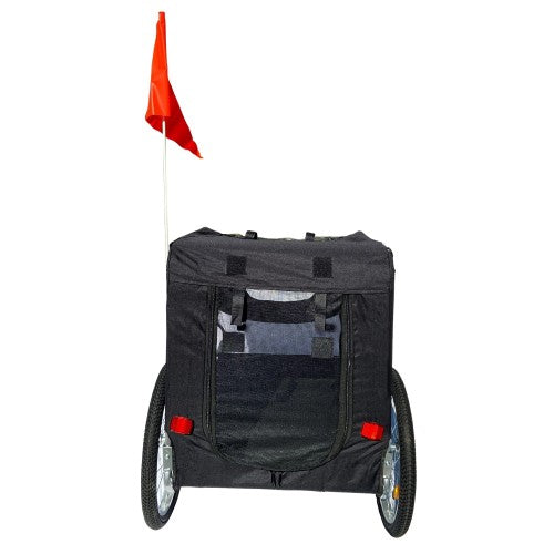 Fahrradanhänger Hundeanhänger Lastenanhänger Tier Anhänger Fahrrad Hunde schwarz weiss incl. Regenschutz