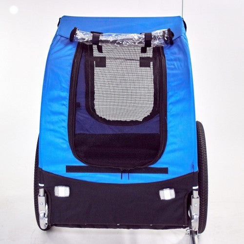 Fahrradanhänger Hundeanhänger Lastenanhänger Tier Anhänger Fahrrad Hunde Blau schwarz incl. Regenschutz