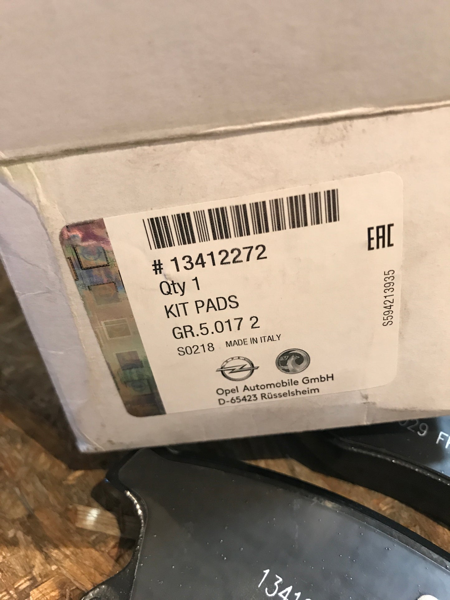 Original Opel Astra J -15 Brmsbelög Satz NEU