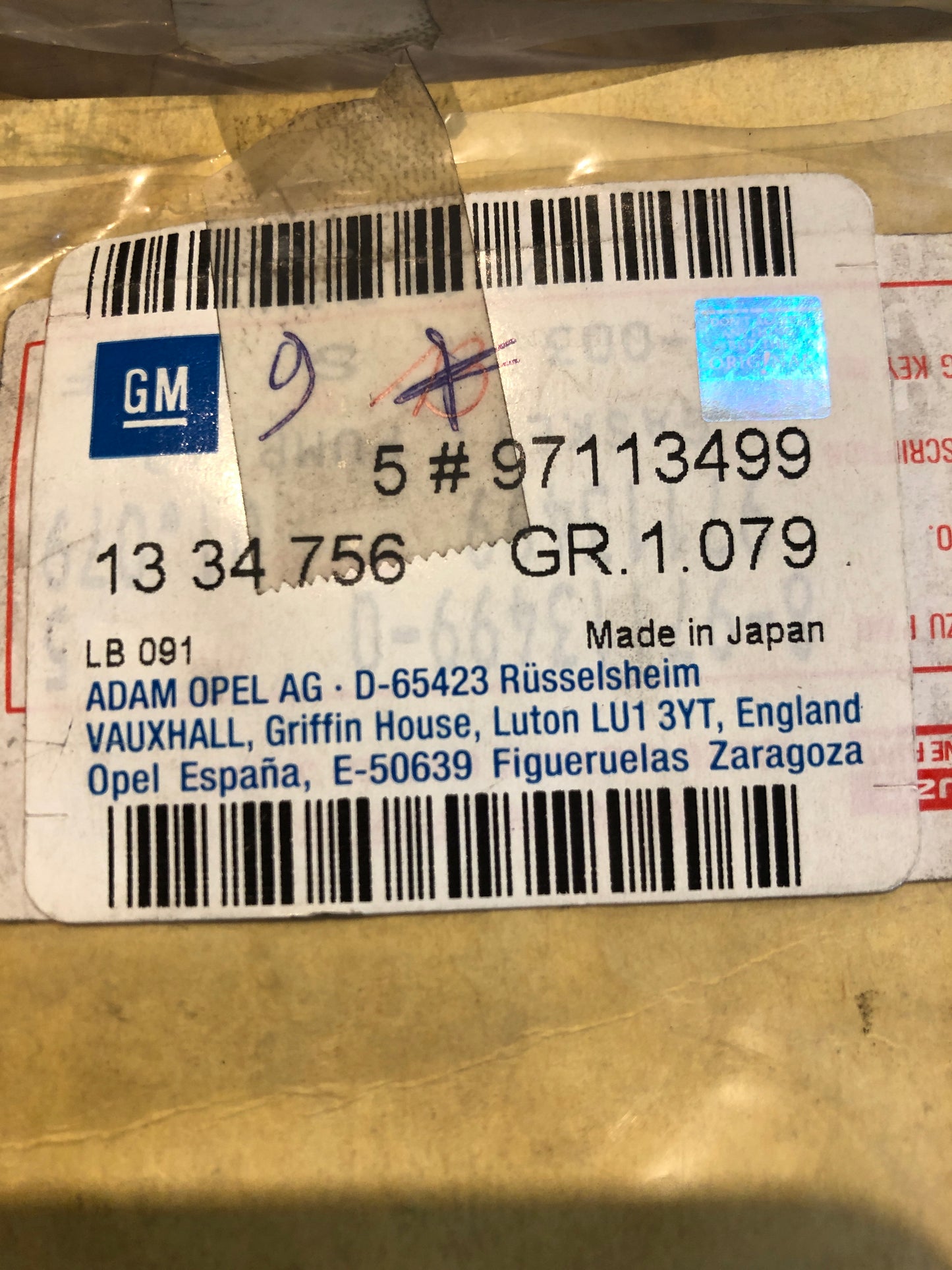 Original GM Opel Vectra B Dichtung Wasserpumpe Neu