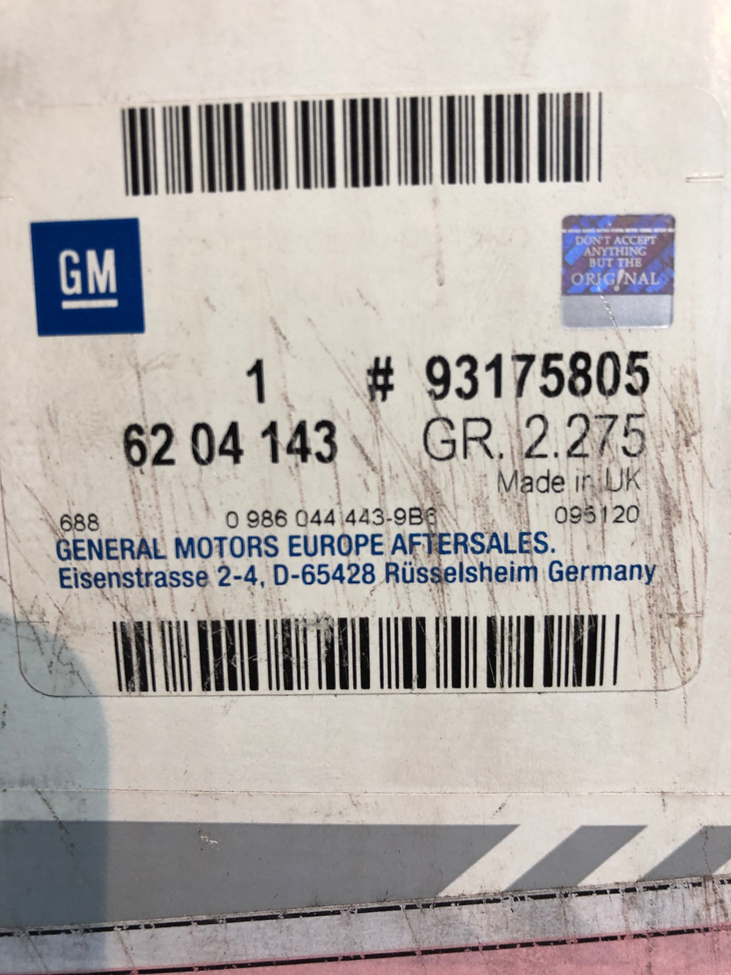 Original GM Opel Astra G Zafira Lichtmaschine 120A Neu