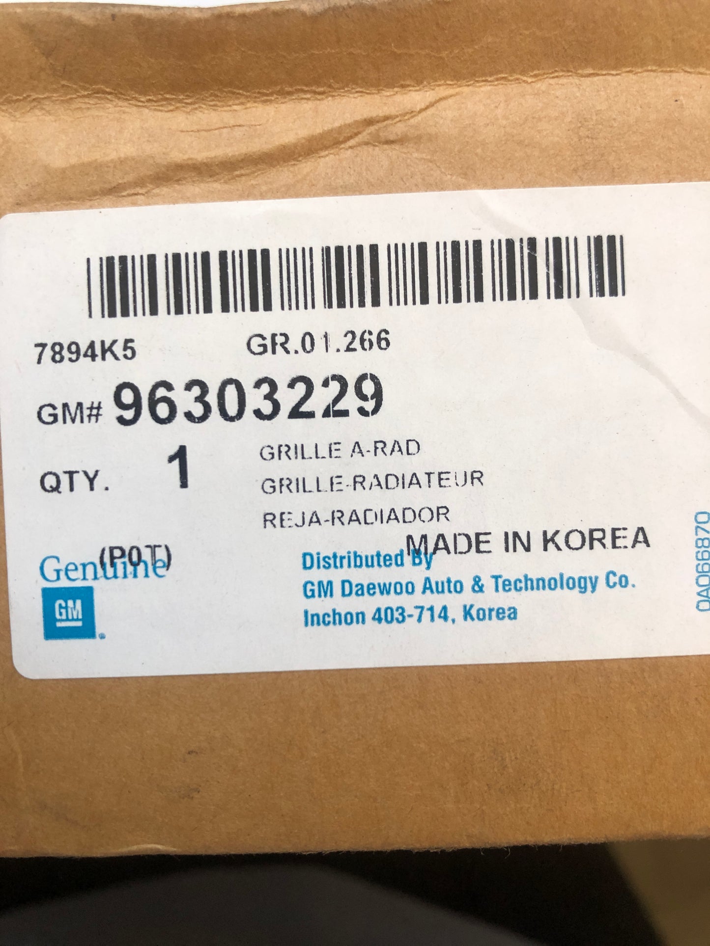 Original GM Chevrolet Daewoo Lanos Kühlergrill Neu