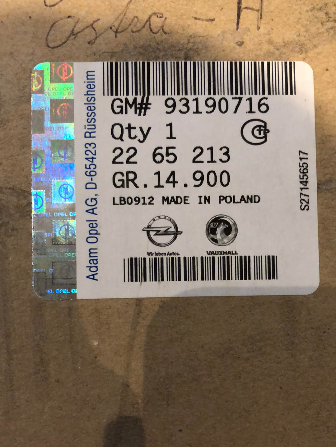 Original GM Opel Meriva A Astra G H Zafira A B Mittelarmlehne Sitz Vorne Links Neu