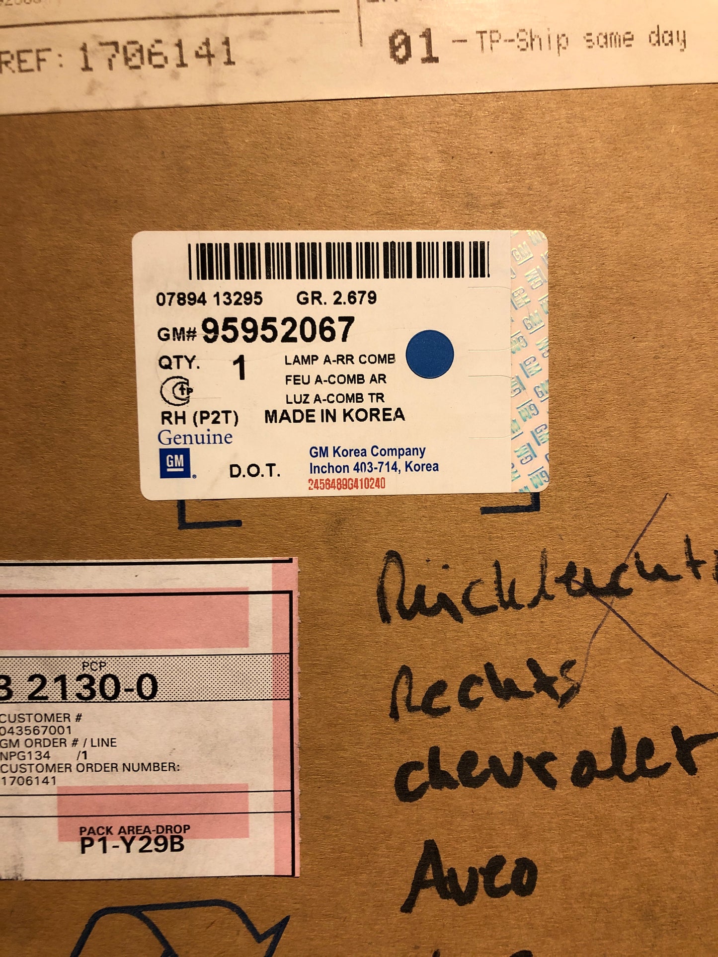 Original GM Chevrolet Aveo Rückleuchte rechts Neu