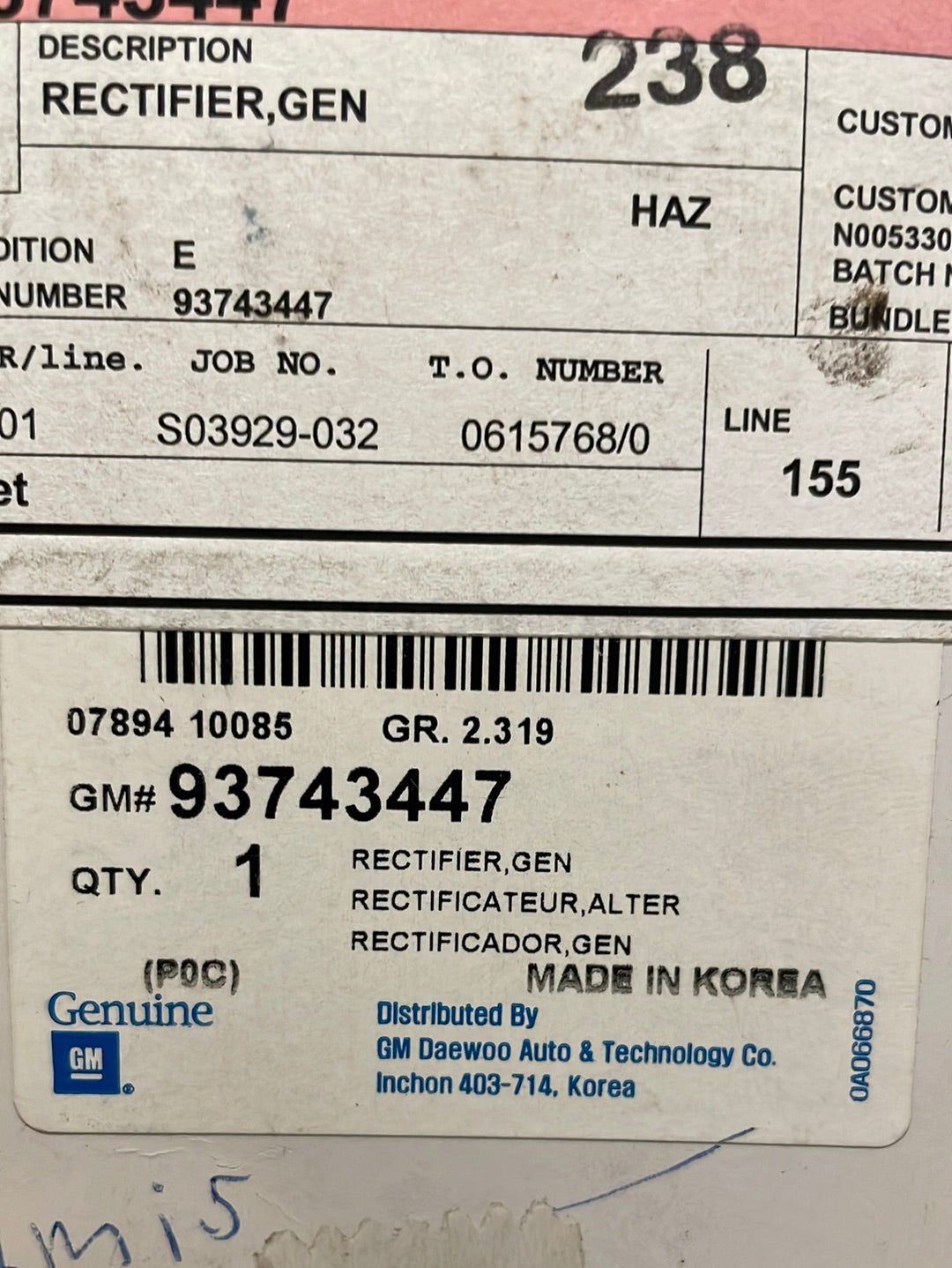 Original GM Chevrolet Captiva (C100) Bj. 07-09, L26 Gleichrichter an Lichtmaschine Neu