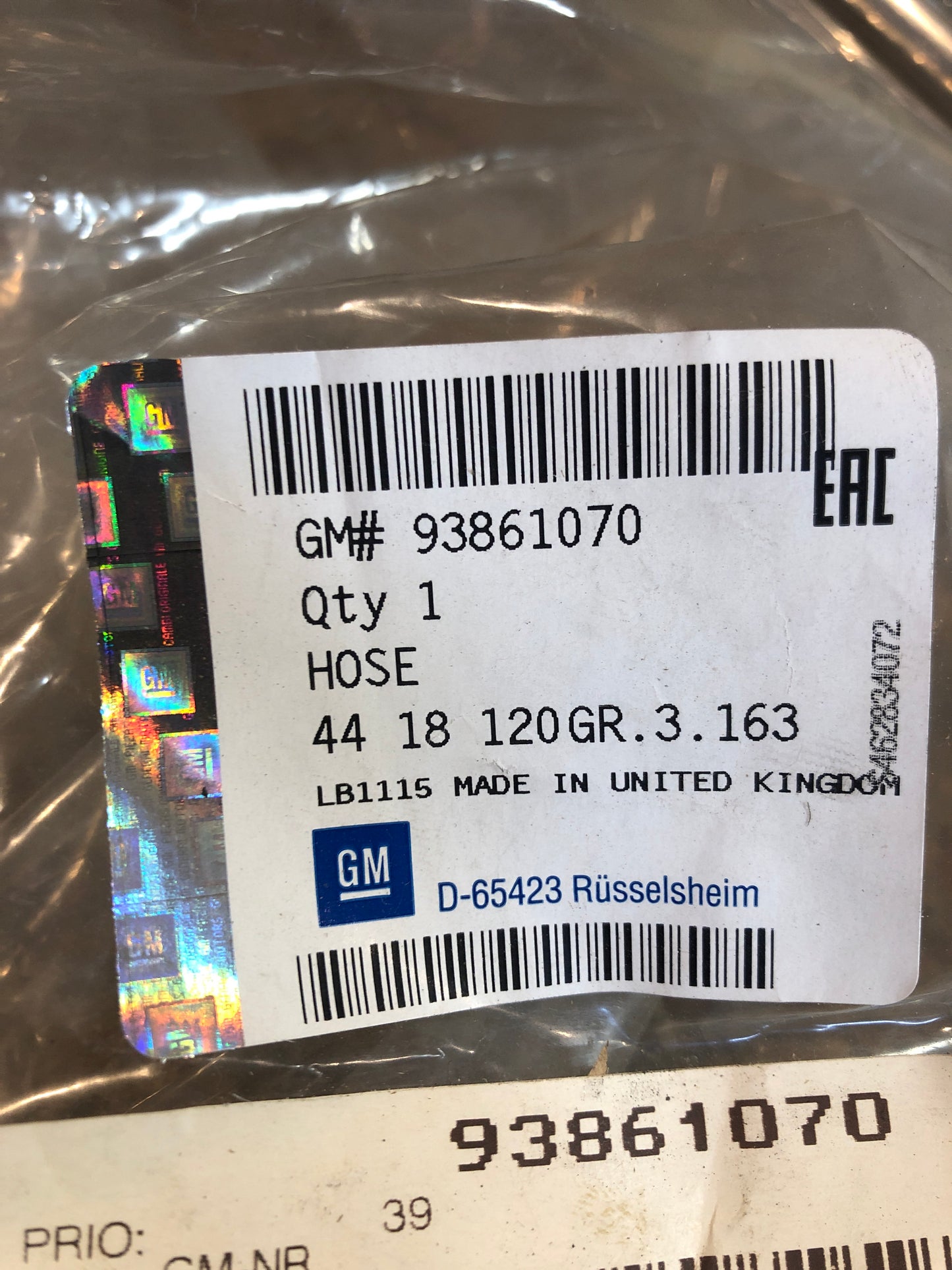 Original GM Opel Vivaro A 1,9L Rohr Hilfskraftlenkung am Behälter Neu