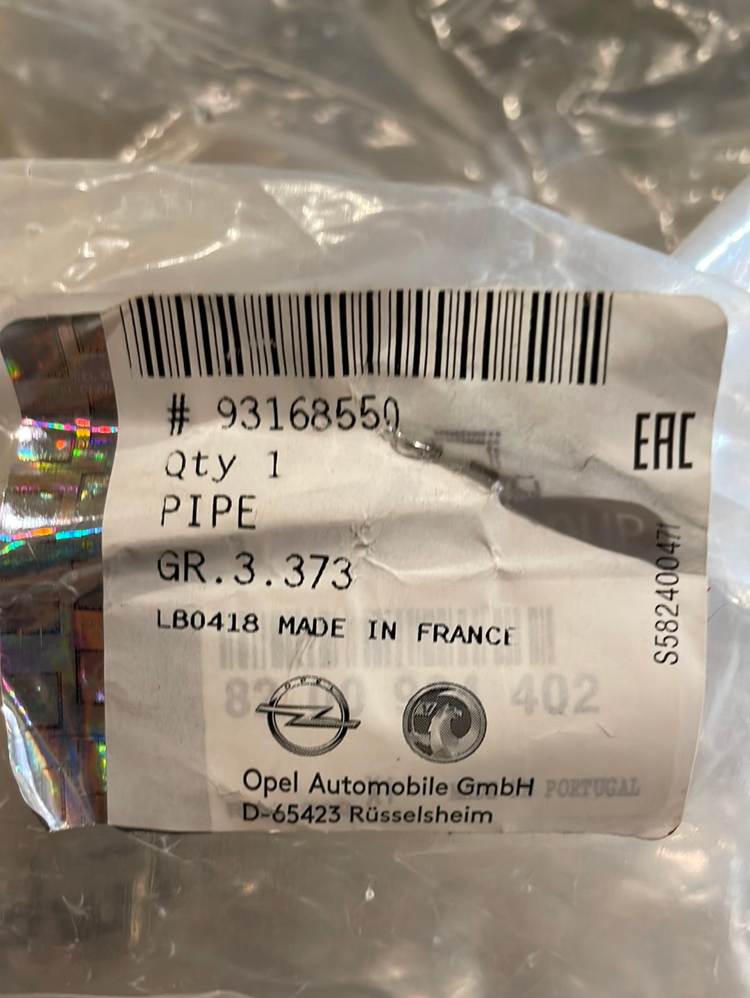 Original GM Opel Vivaro F7/ E7/X83 Kühlmittelrohr Turbo Neu