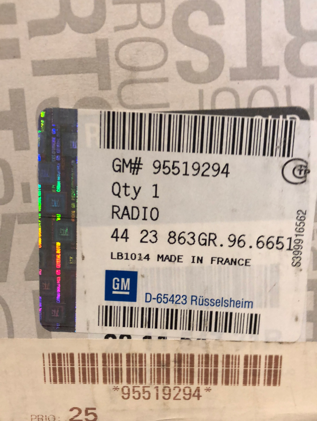 Original GM Opel Movano B Radio und CD-Spieler MP3 Bluetooth Neu