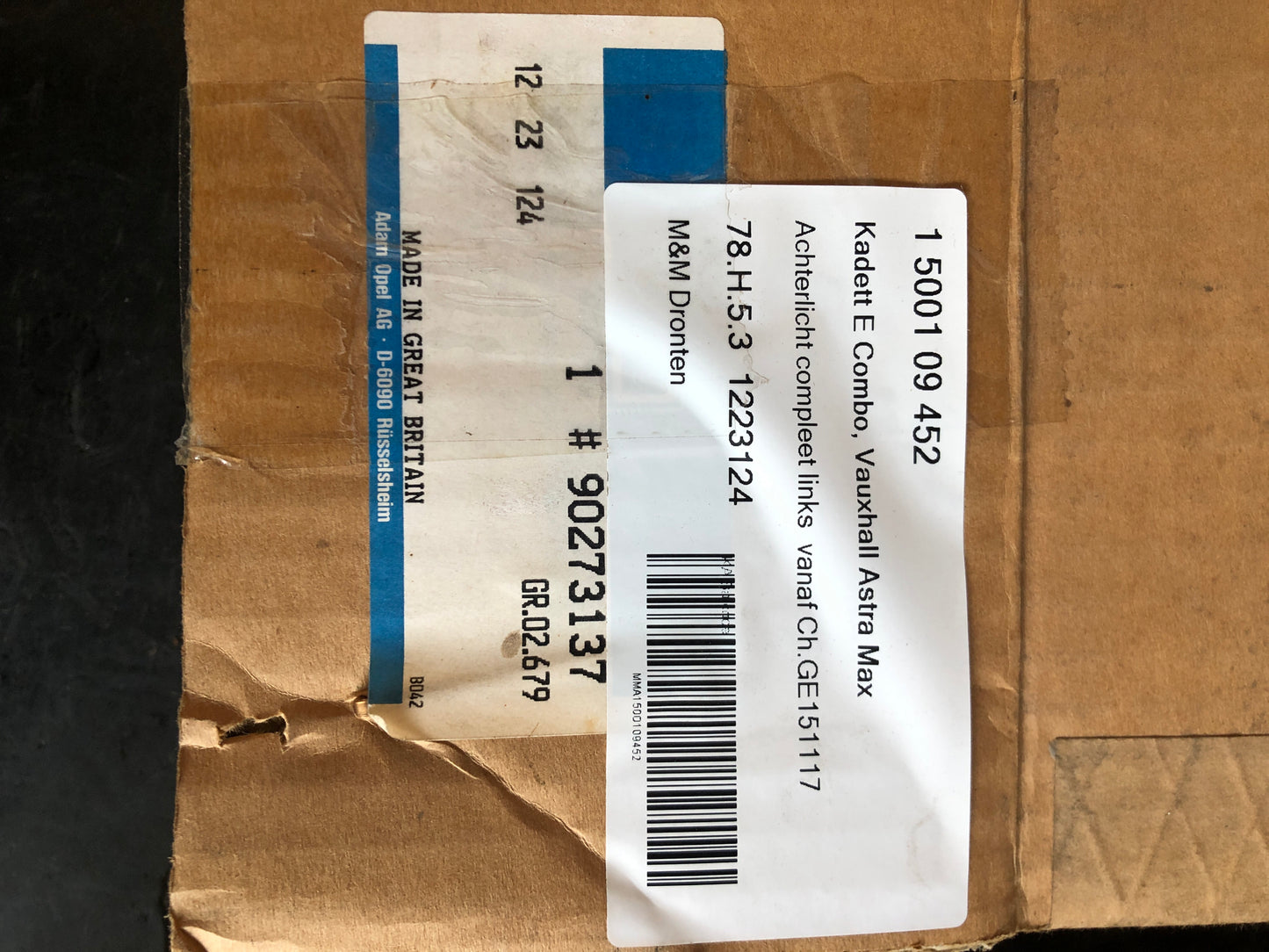 Original GM Opel Kadett E Combo Astra Rücklicht Gehäuse Neu
