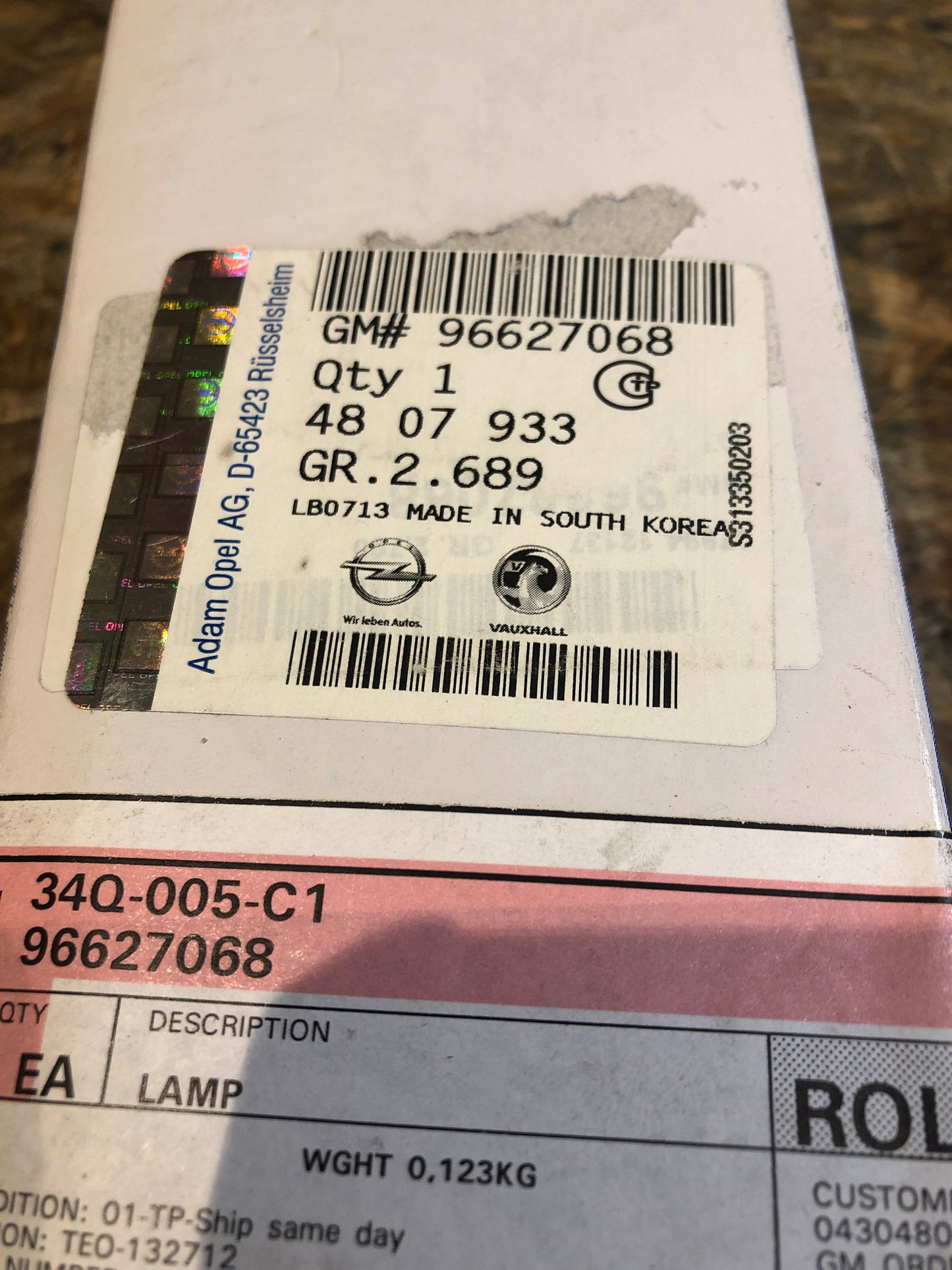 Original Opel Antara Kennzeichenleuchte Neu