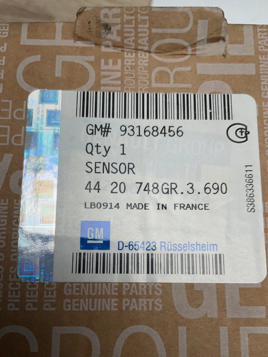 Original GM Opel Movano B Kasten C62 Sensor Abgastemperatur Neu