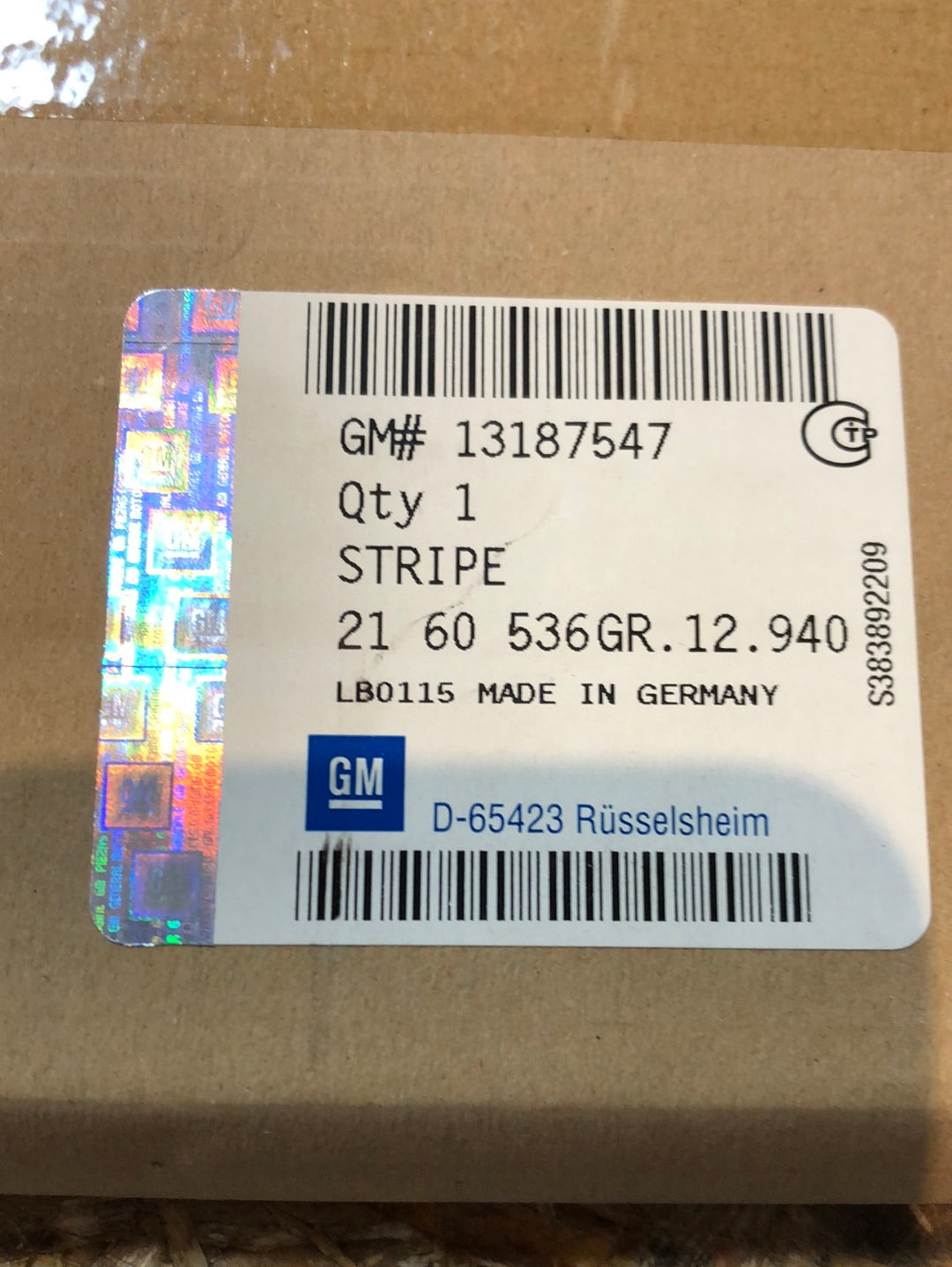 Original GM Opel Zafira B Farbstreifen Vordertüre rechts innen Fensterrahmen Neu