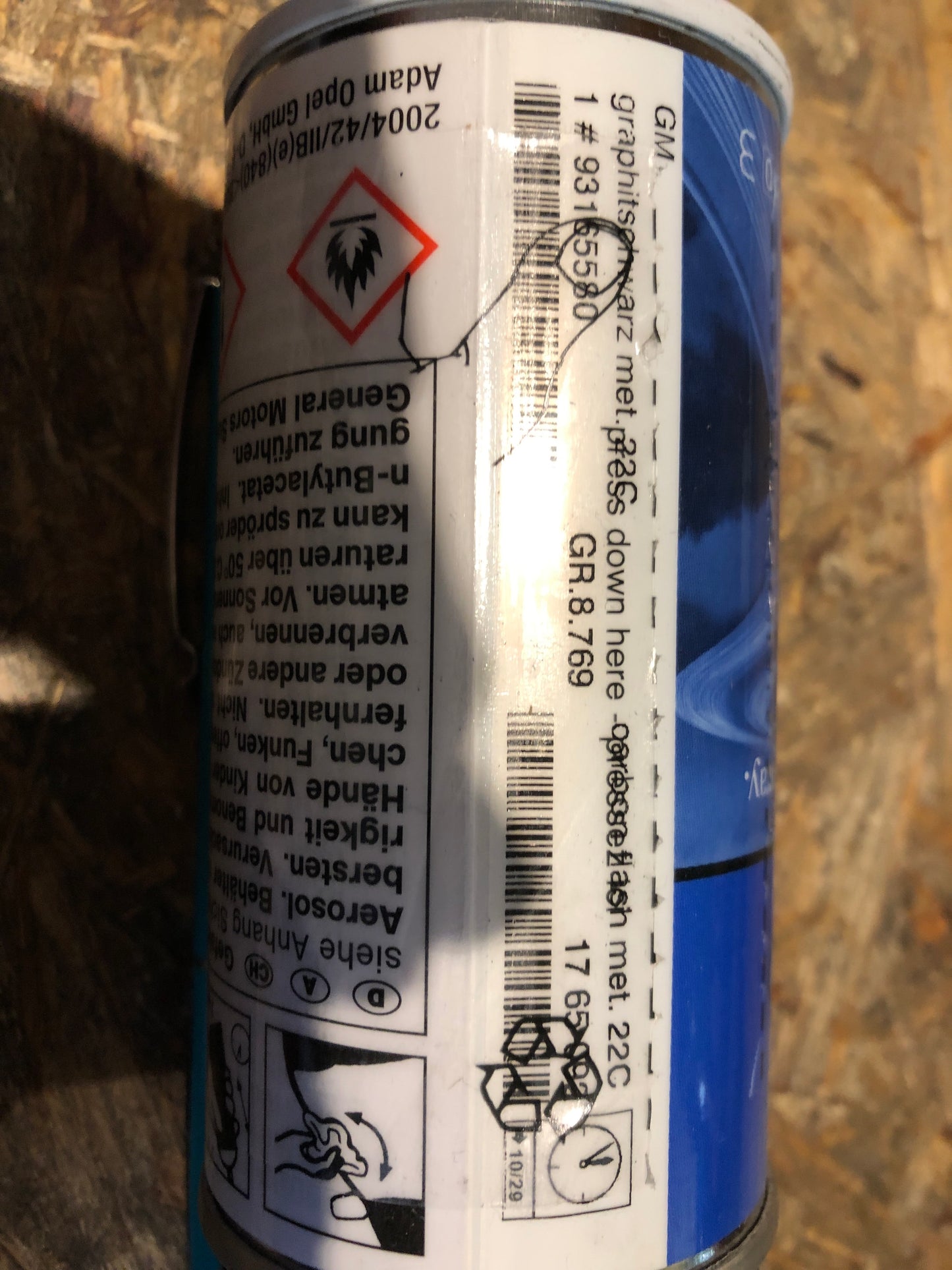 Original GM Opel Lackspray Graphitschwarz met. 22C Neu