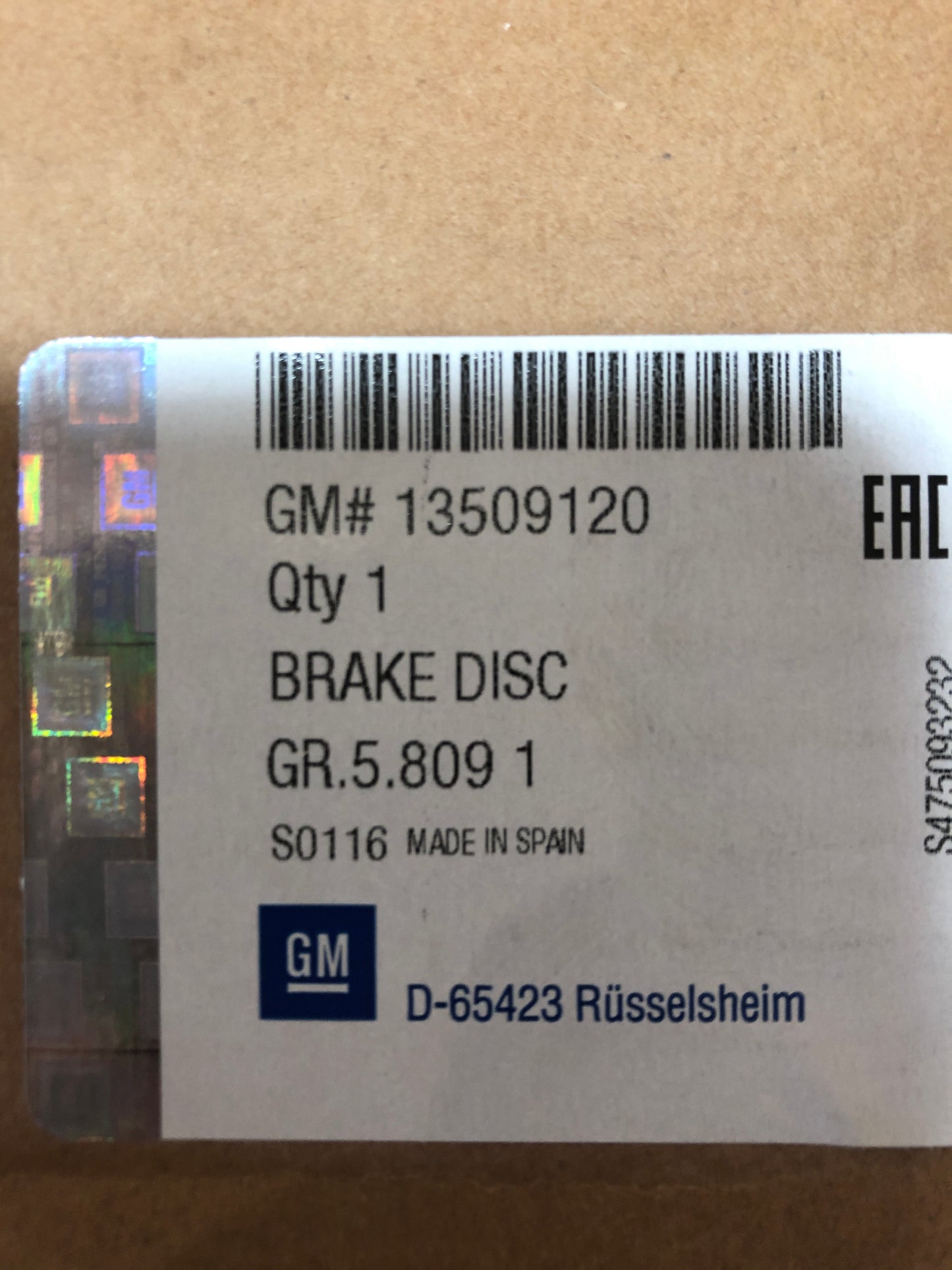 Original GM Opel Astra K Bremsscheibe Neu