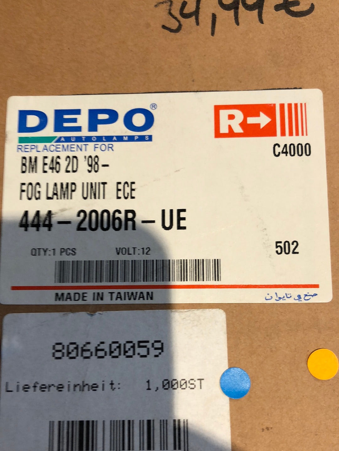 Original Depo BMW E46 Bj. 98 Nebelleuchte Neu