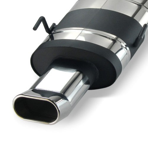Edelstahl-Endschalldämpfer mit oval DTM-Look Endrohr