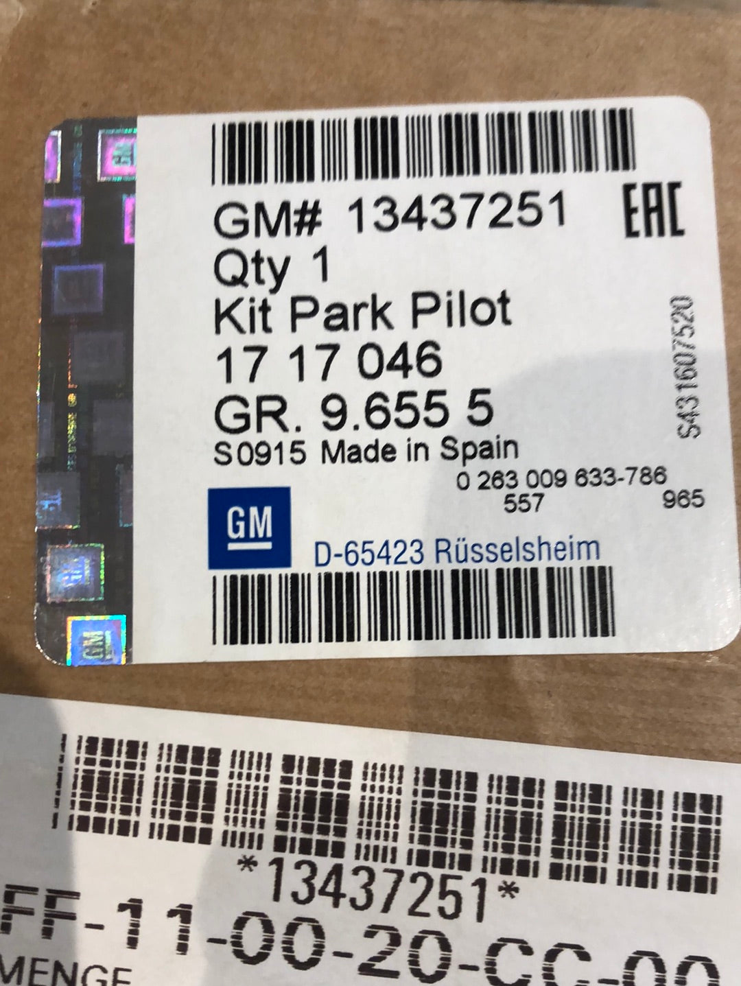 Original GM Opel Meriva B Einbausatz Parkpilot vorne Neu