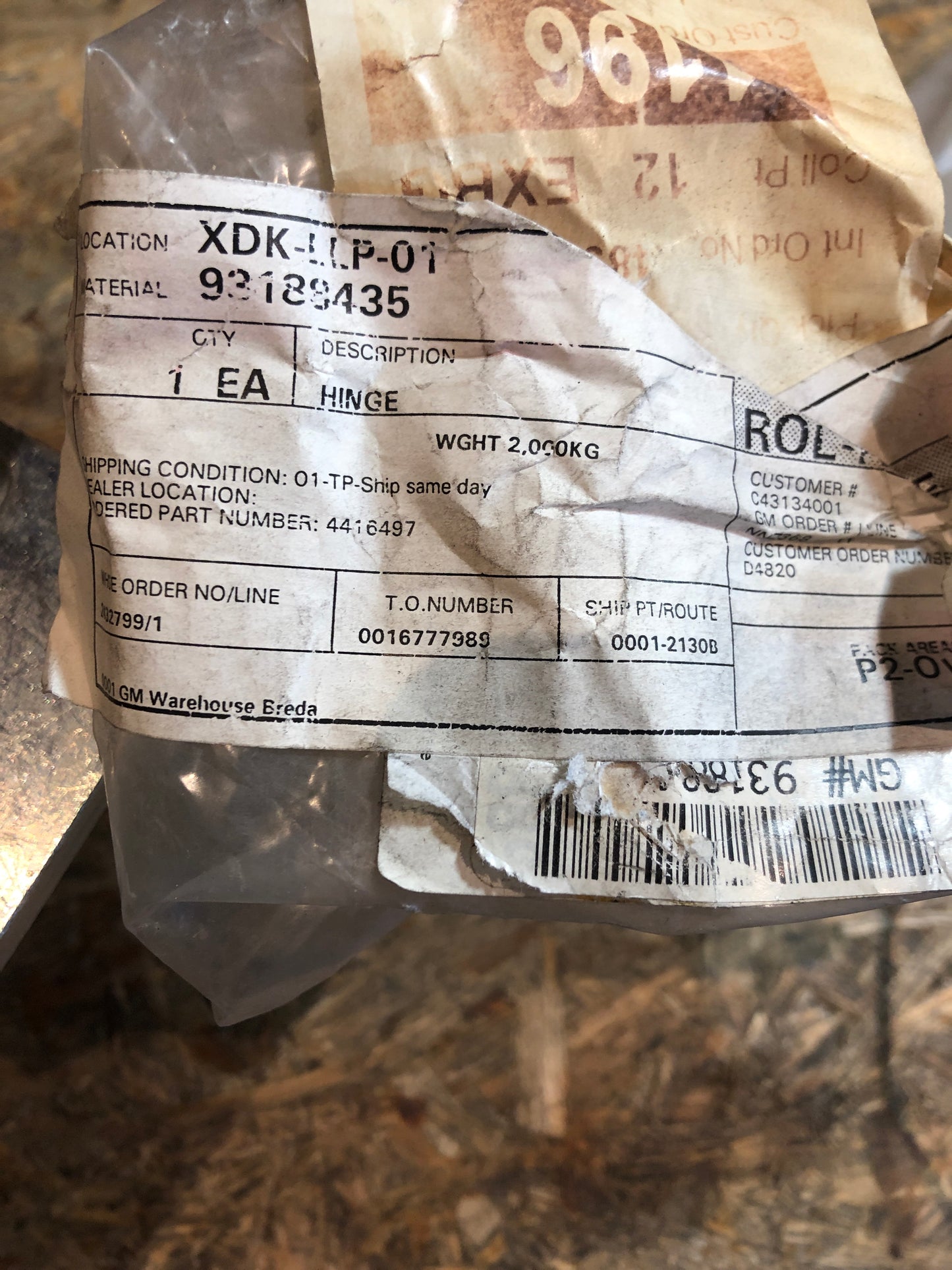 Original GM Opel Movano A Scharnier Rückwand Neu