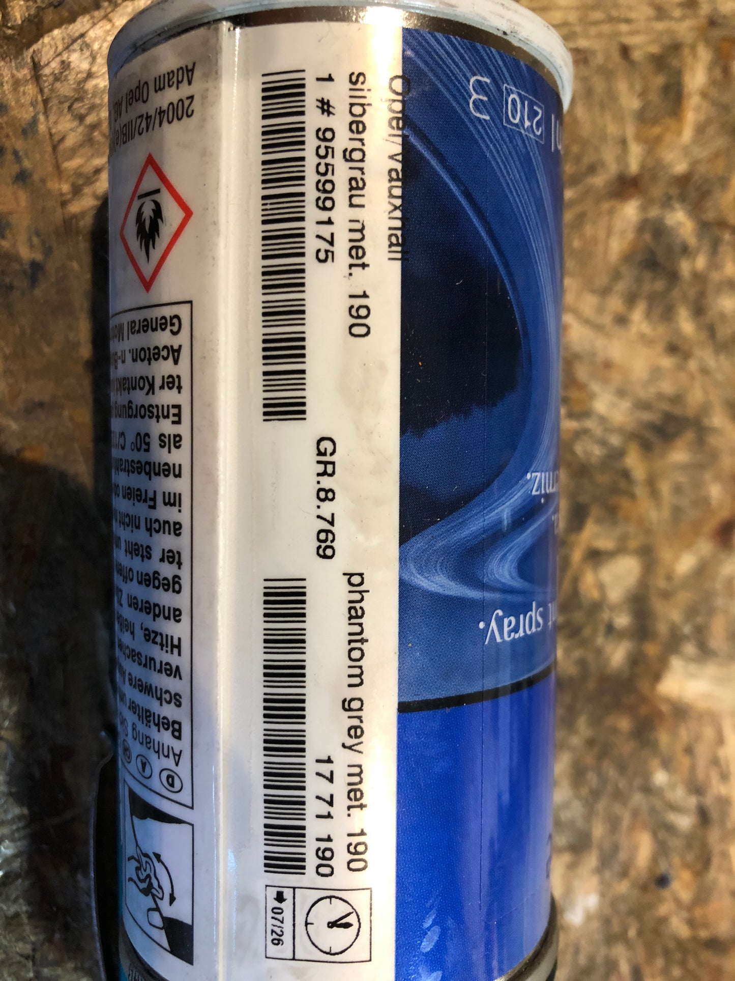 Original GM Opel Lackspray Silbergrau met. 190 Neu