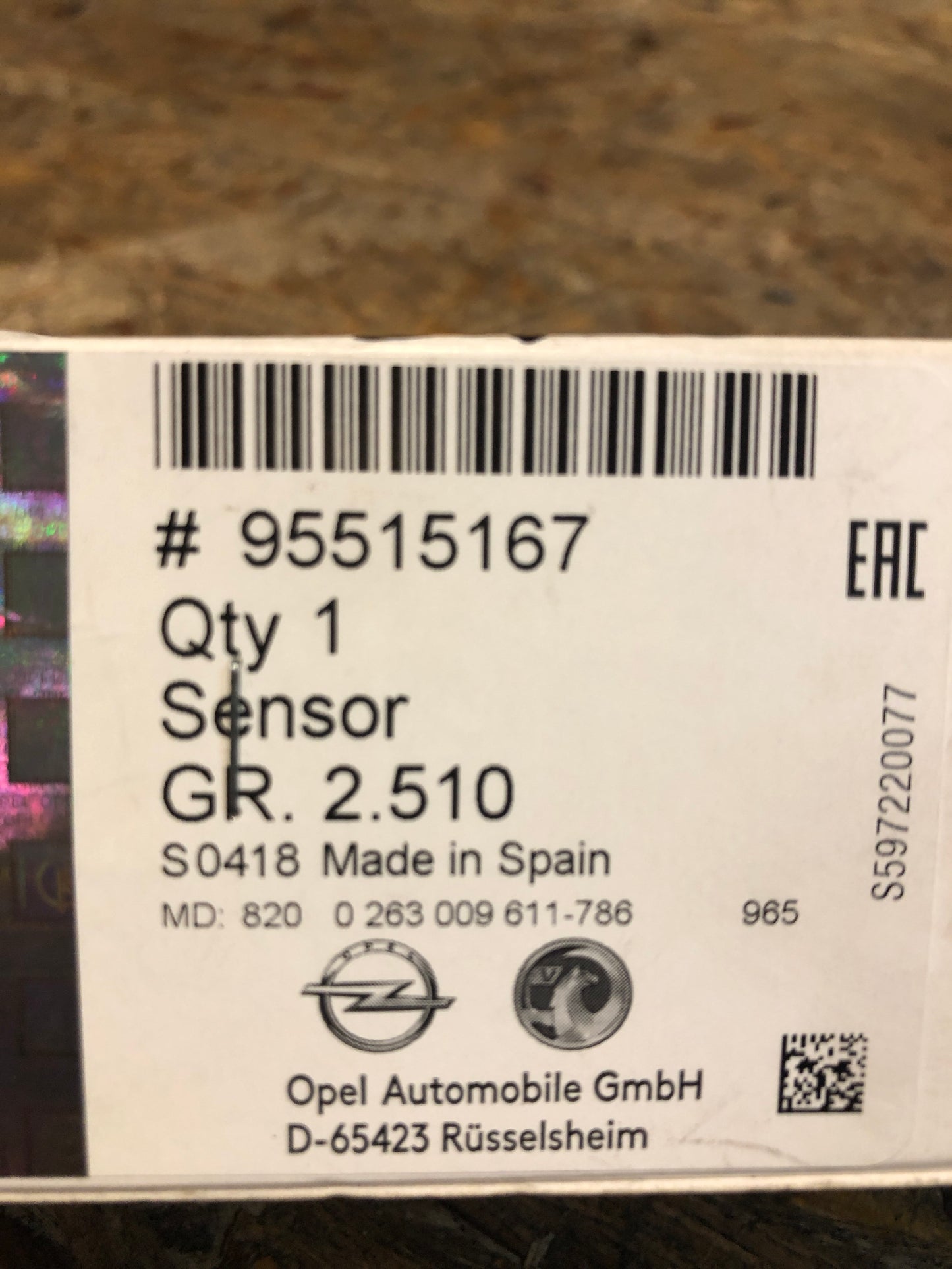 Original Opel Corsa E Adam Insignia B Sensor Einparkhilfe Neu