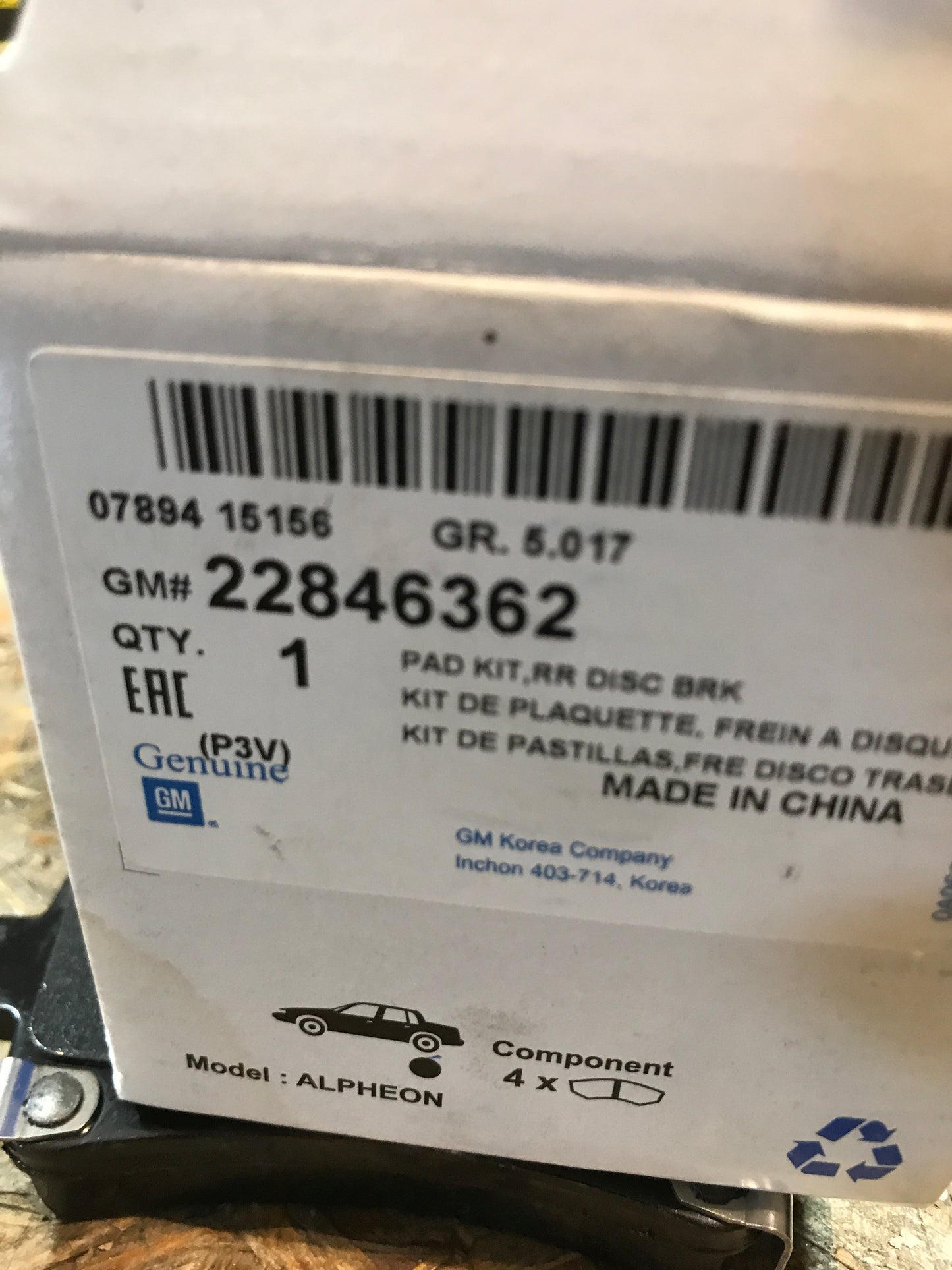 Original Chevrolet Alpheon Bremsklötze vorne NEU