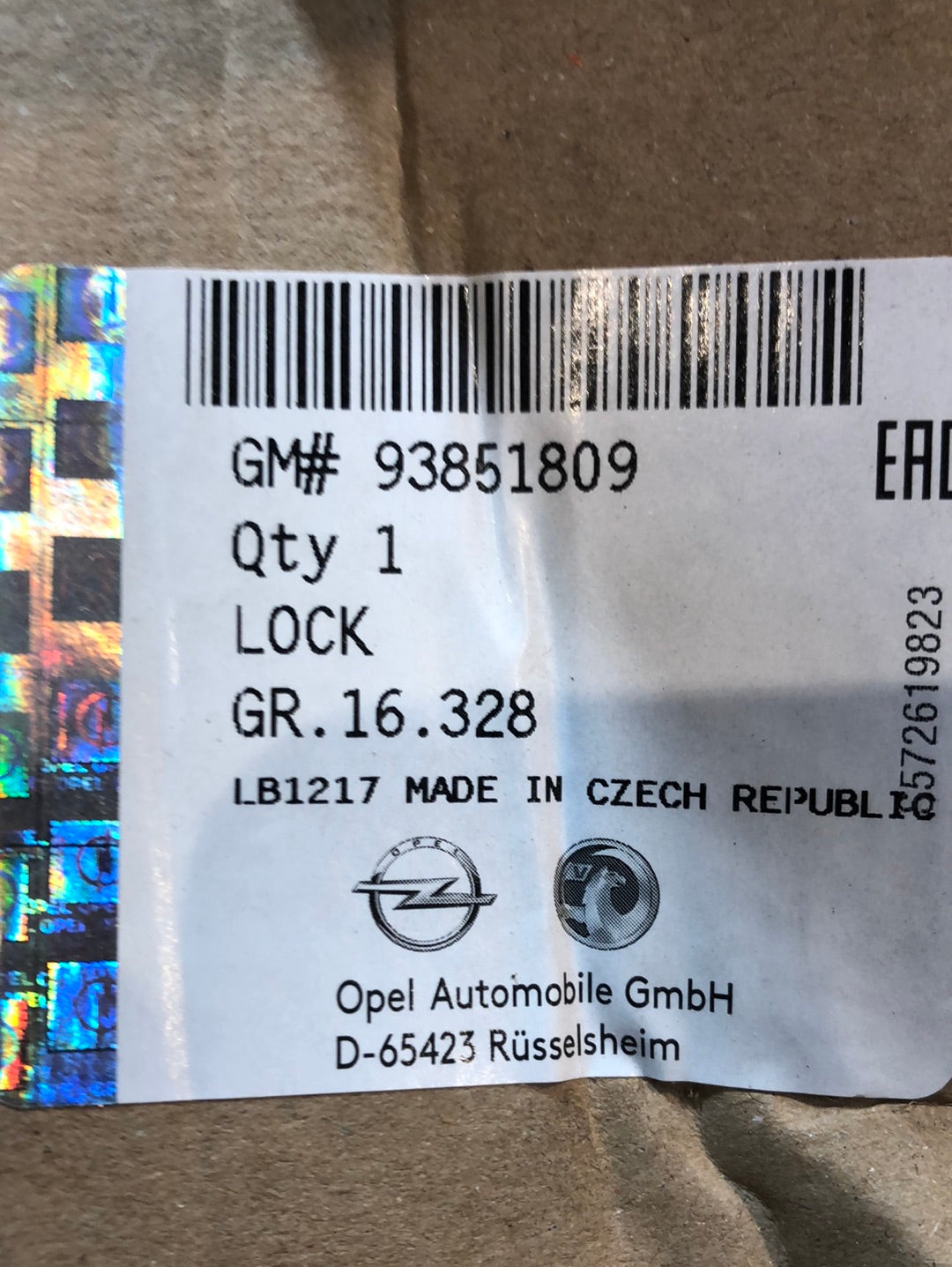 Original GM Opel Vivaro Renault Trafic Heckschloss Hecktüre Neu