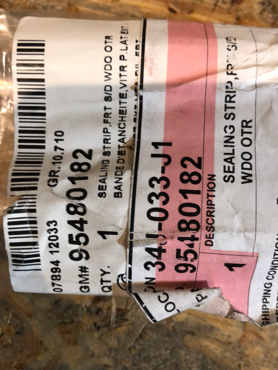 Original GM Chevrolet Dichtstreifen Fenster Vorne Links Neu