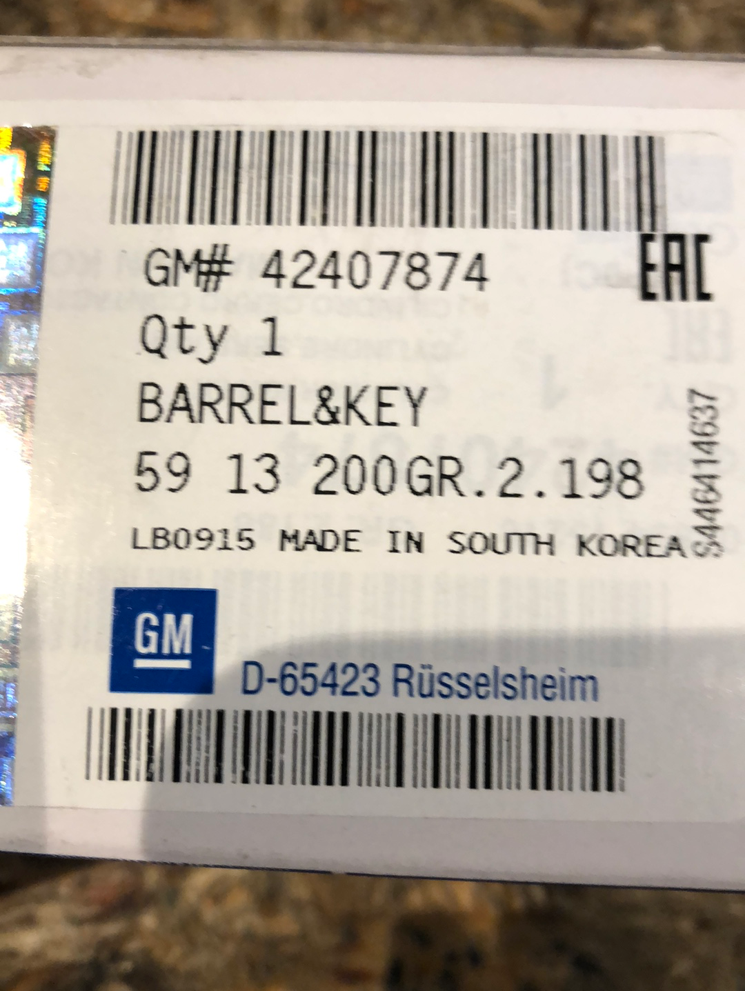 Original GM Chevrolet Captiva Schließzylindersatz Neu