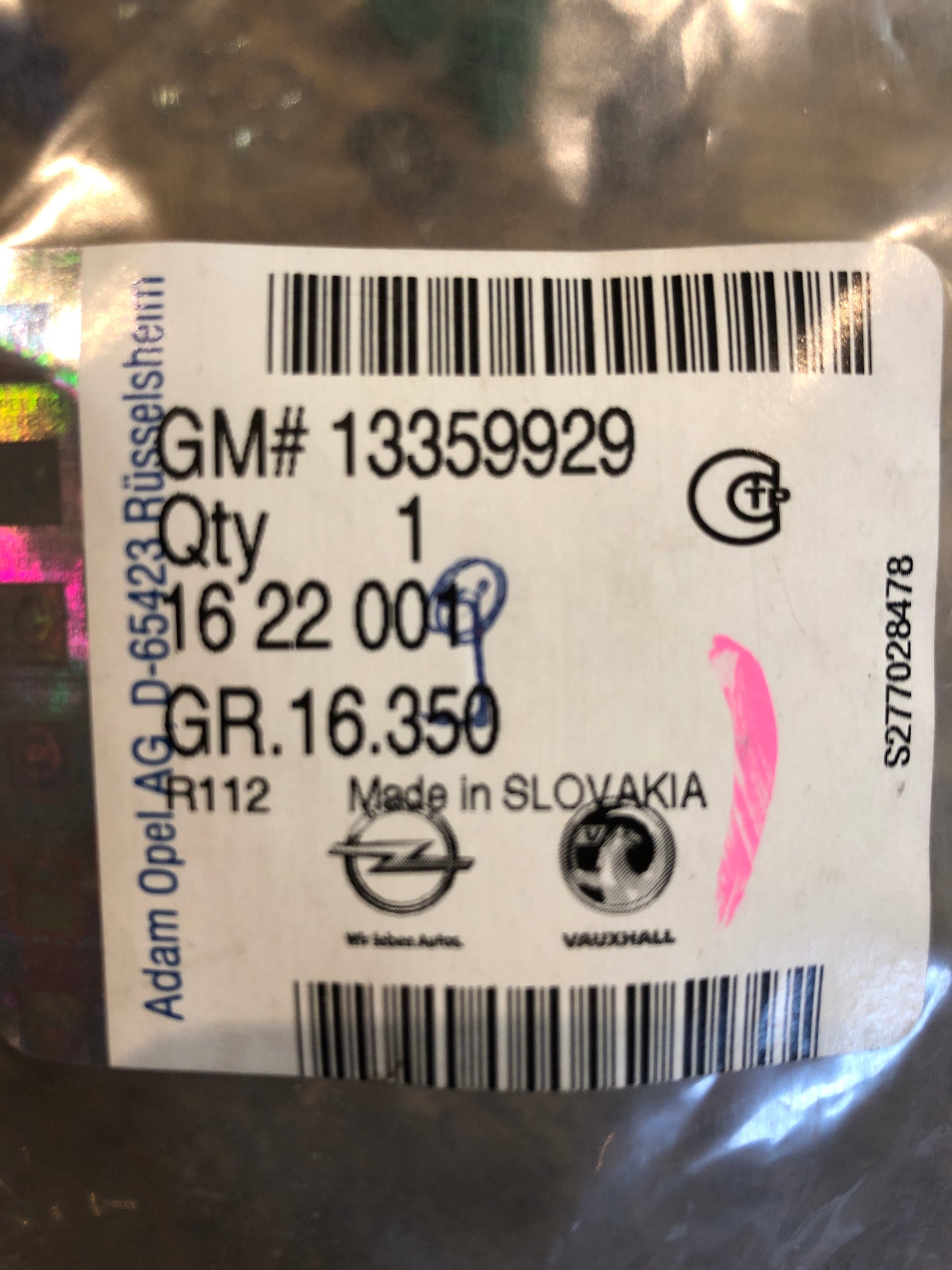 Original GM Opel Insignia Türgriff innen Chrom Neu