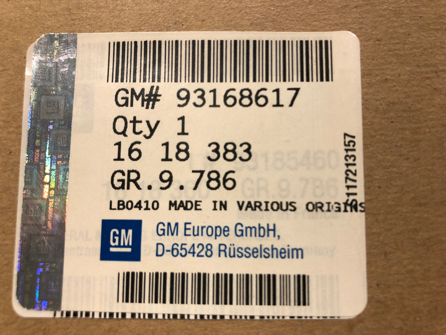 Original Opel Zafira B Stellmotor Neu