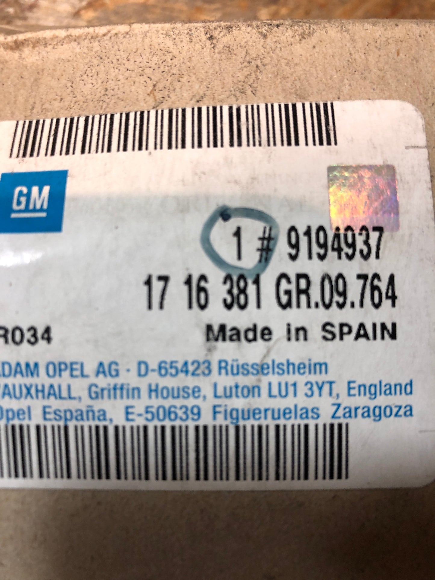 Original GM Opel Omega B Einbausatz Warnanlage Neu