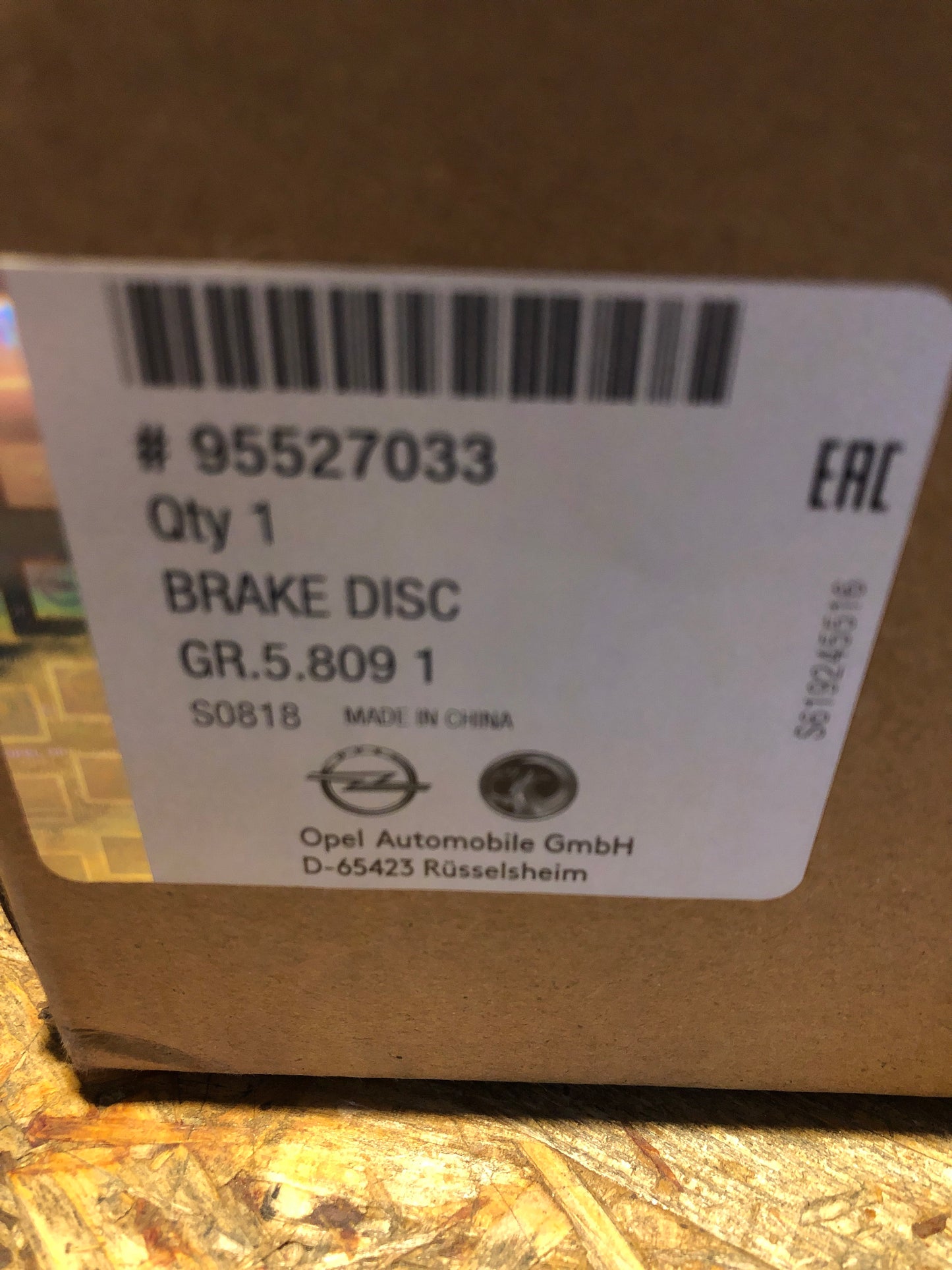 Original Opel Astra K Bremsscheiben Neu