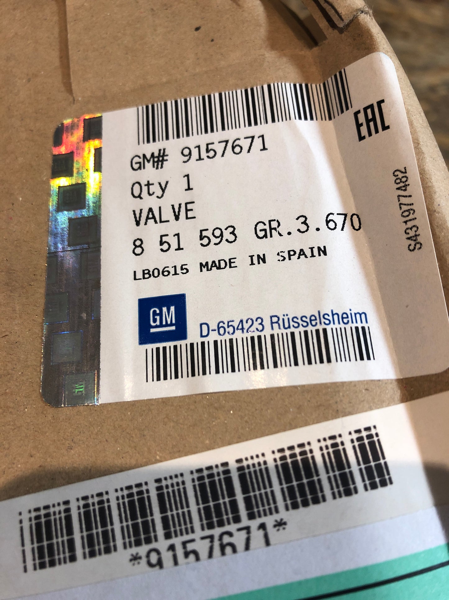 Original Opel Agila A Astra G H Corsa C AGR Ventil Neu