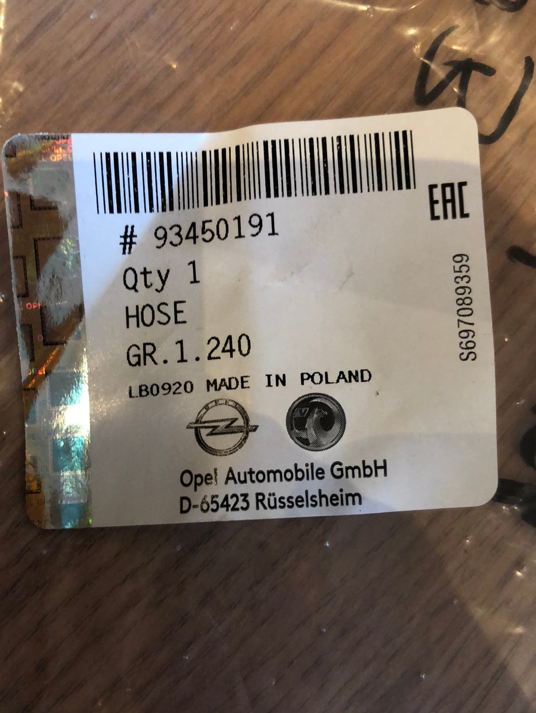 Original GM Opel Vivaro B Kühlerschlauch rechts Neu