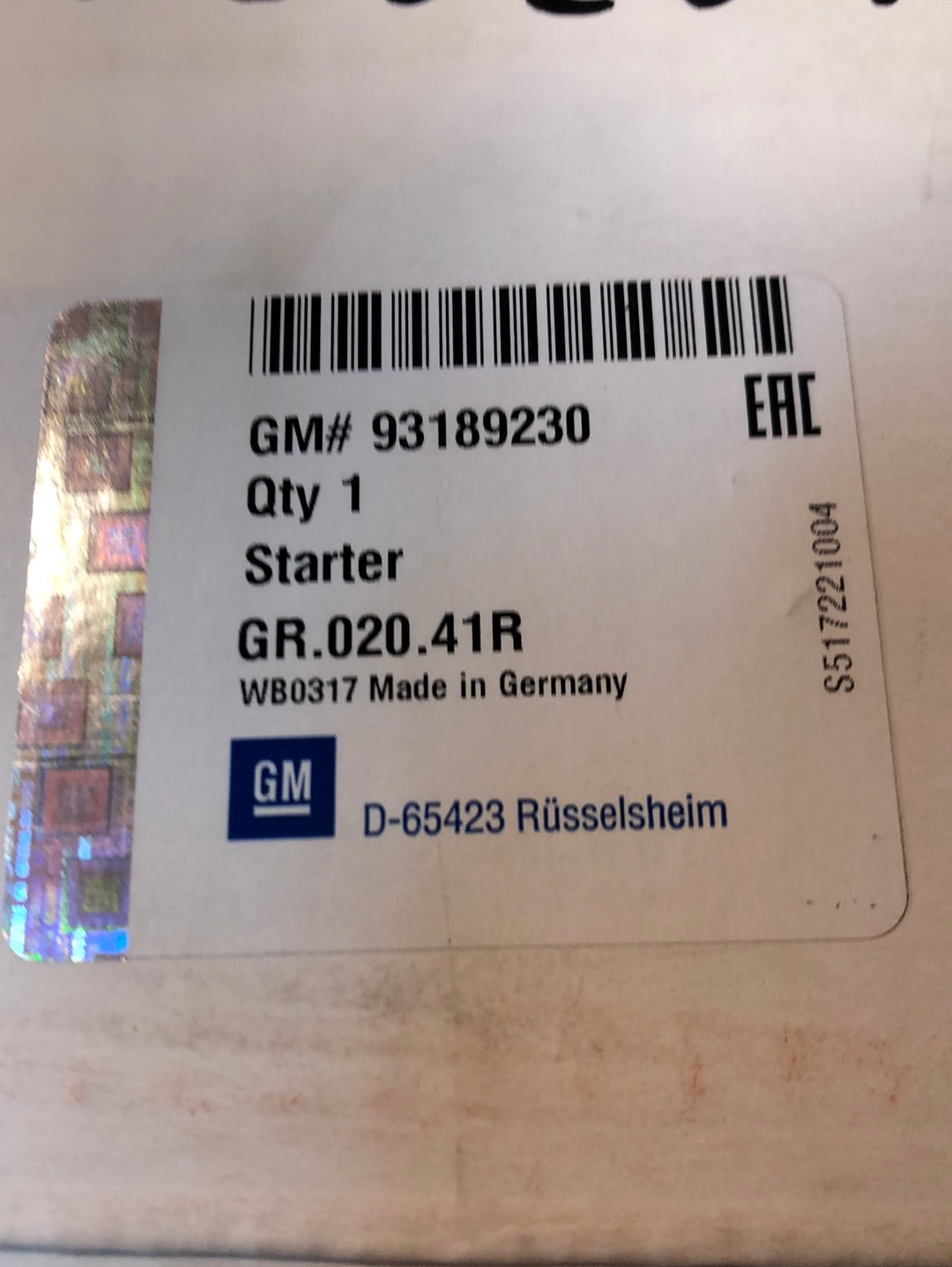 Original GM Opel Astra G Z16XEP Anlasser Neu