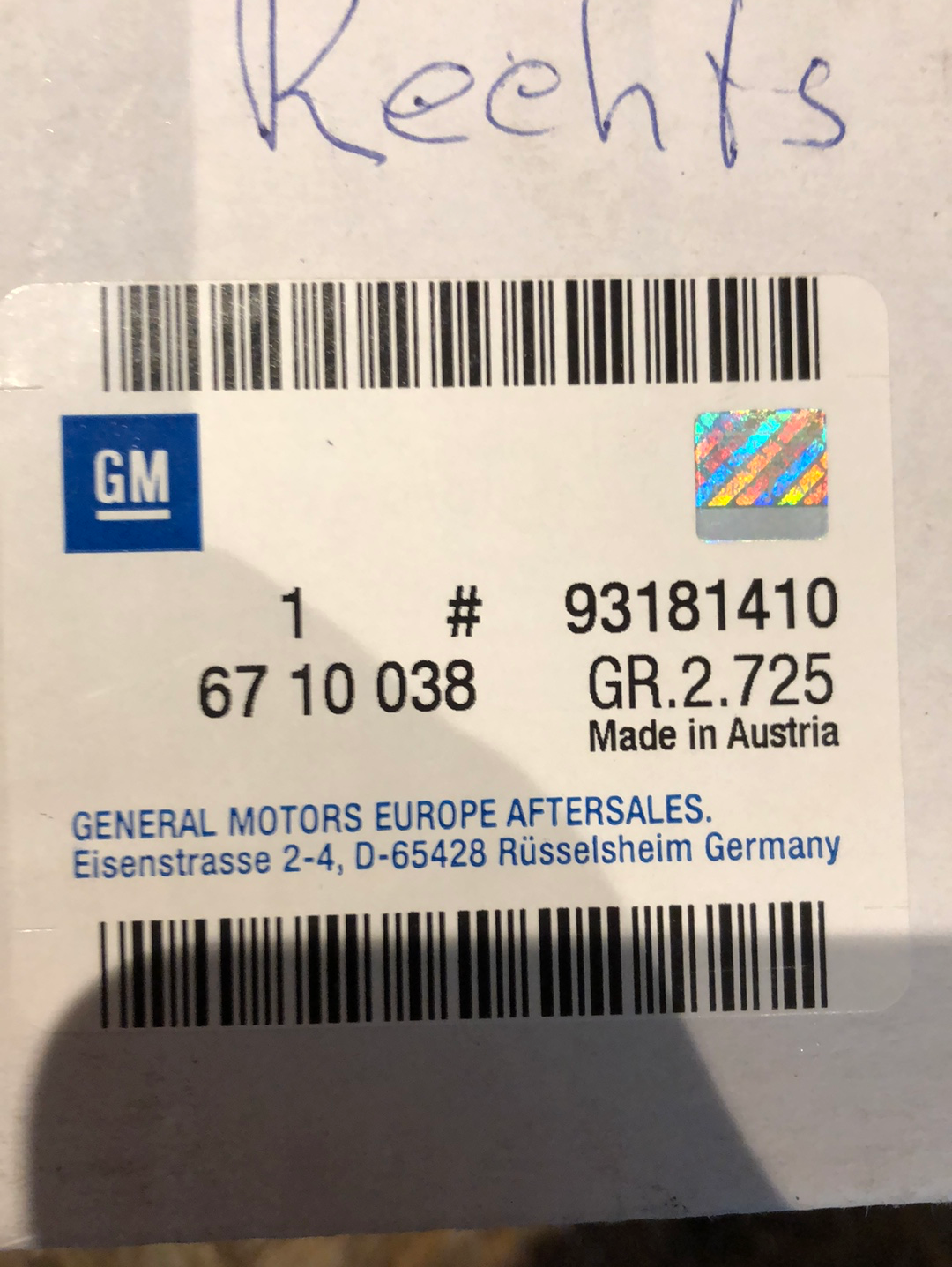 Original GM Opel Vectra C Nebelscheinwerfer Rechts Neu