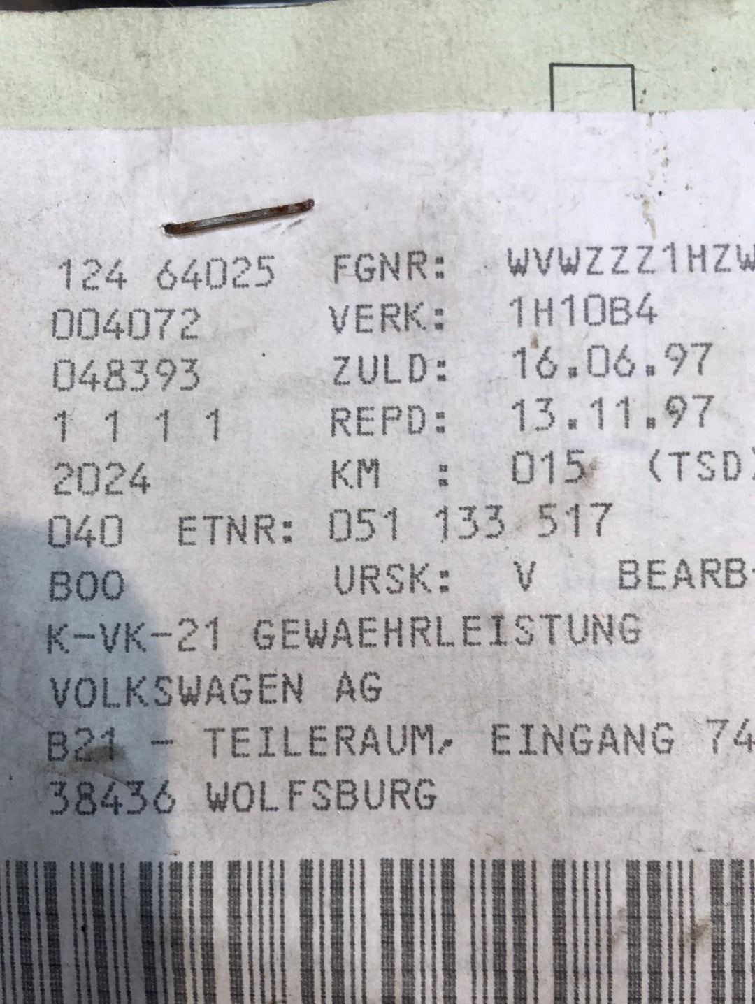 Original VW Polo 6N1 Golf 3 Seat Ibiza Tankentlüftungsventil Neu