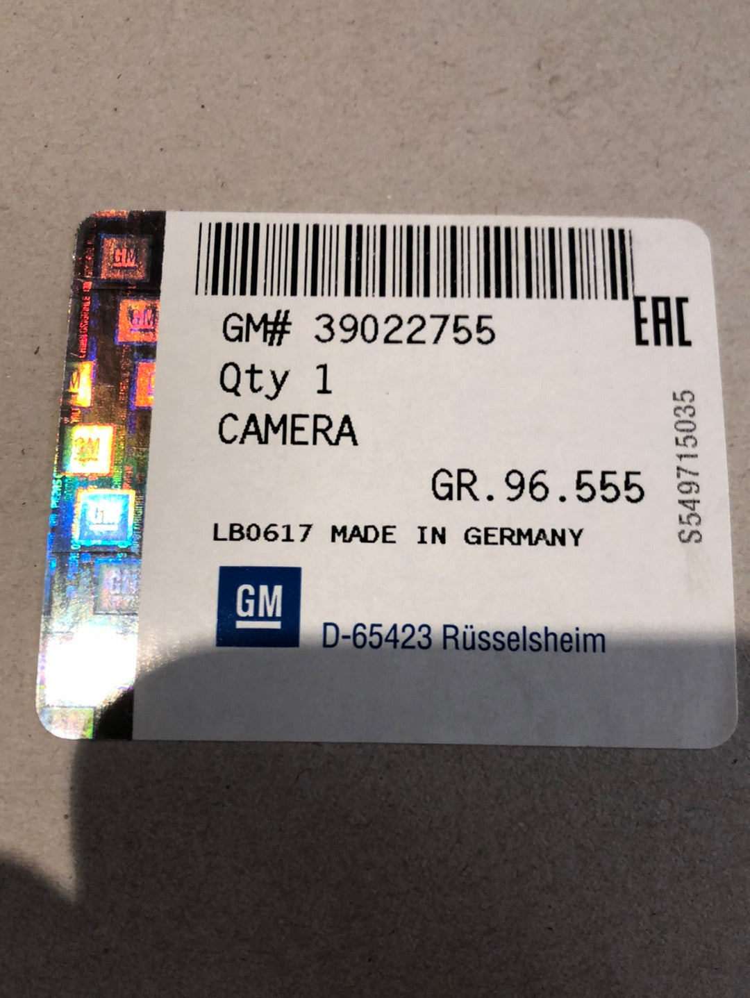 Original GM Opel Zafira Tourer P12 1.6L Rückfahrkamera Neu