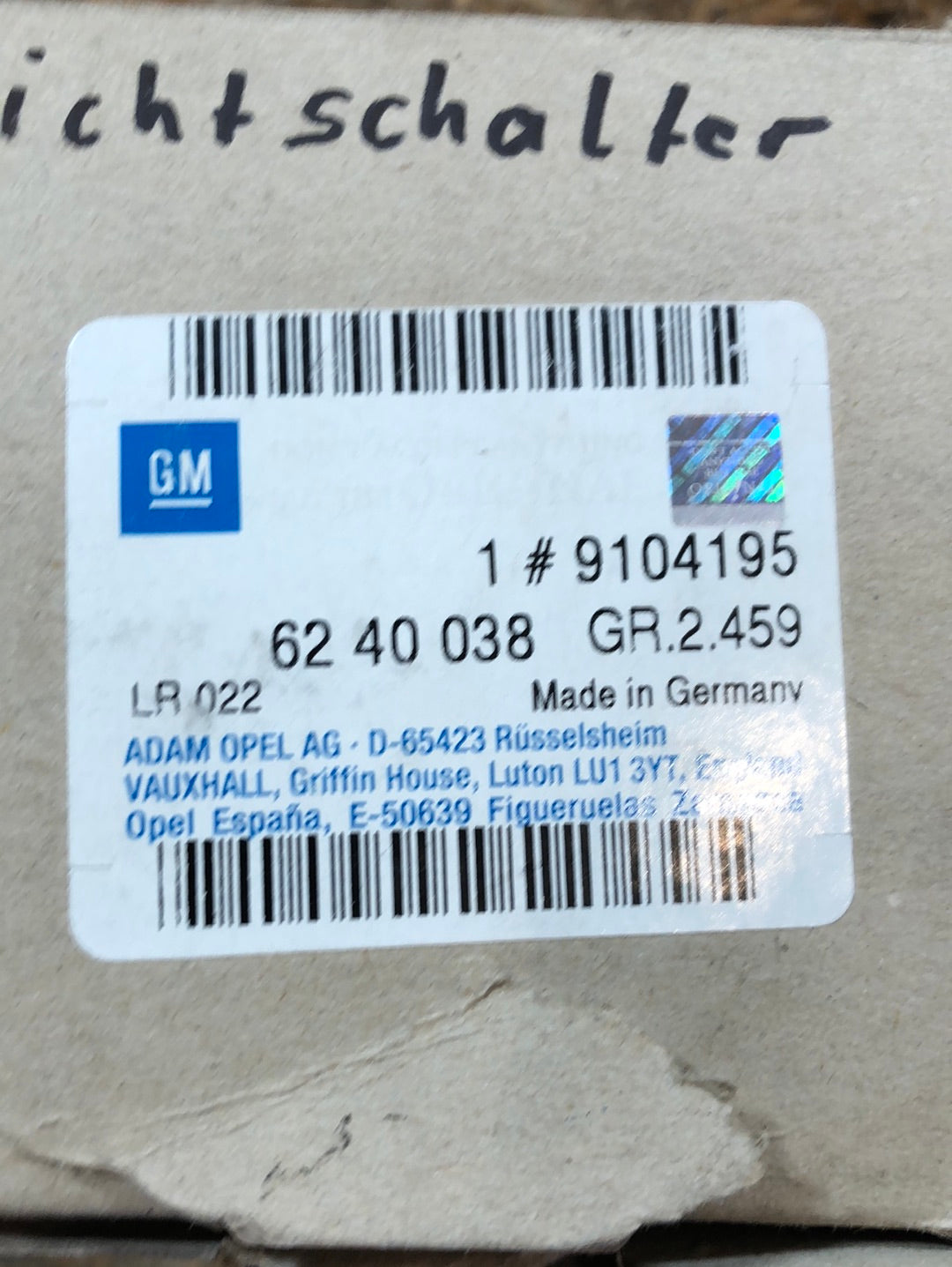 Original GM Opel Omega B Lichtschalter Neu