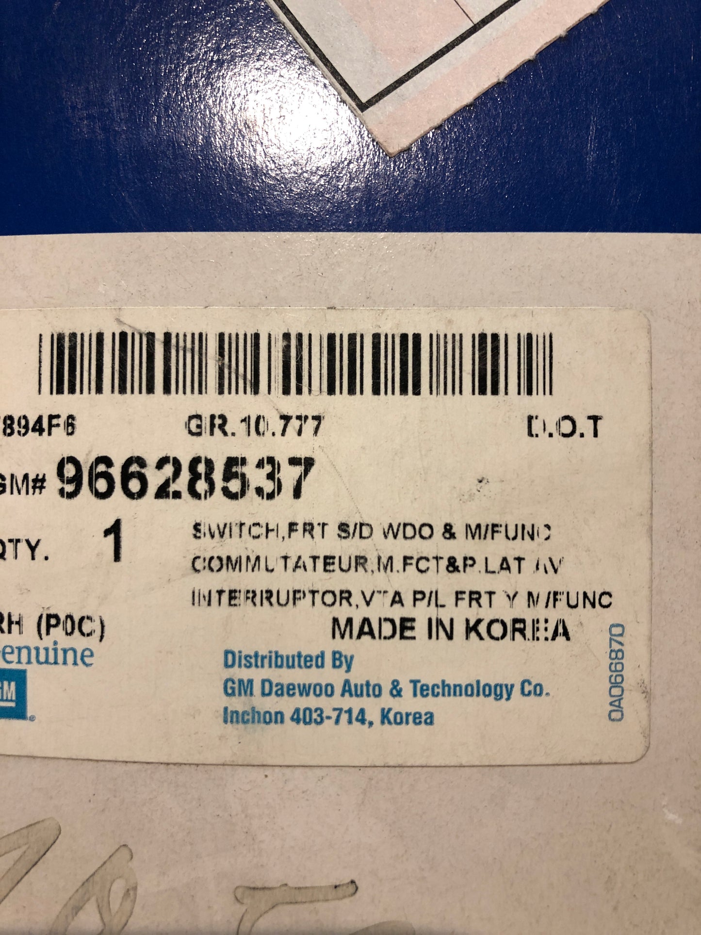 Original GM Chevrolet Schalter Fenster Neu