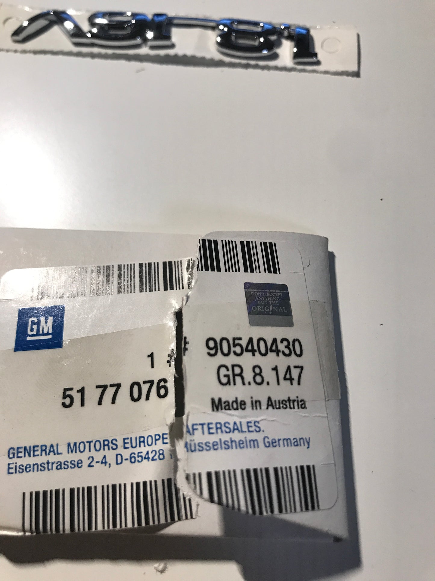 Original Schriftzug 1,8 16 V Hinten Chrom NEU