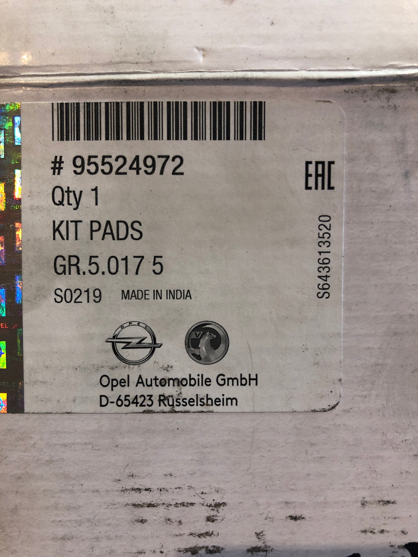 Original Opel Corsa E Bremsklötze vorne Neu