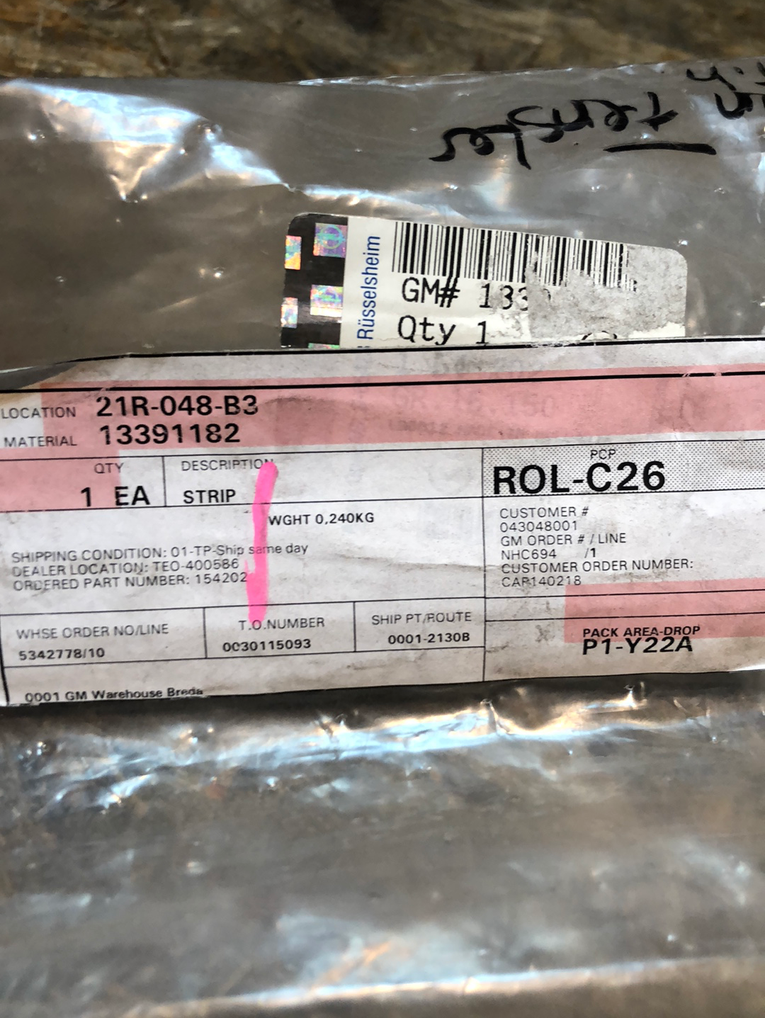 Original GM Opel Astra J Dichtstreifen Fenster außen rechts hinten Neu