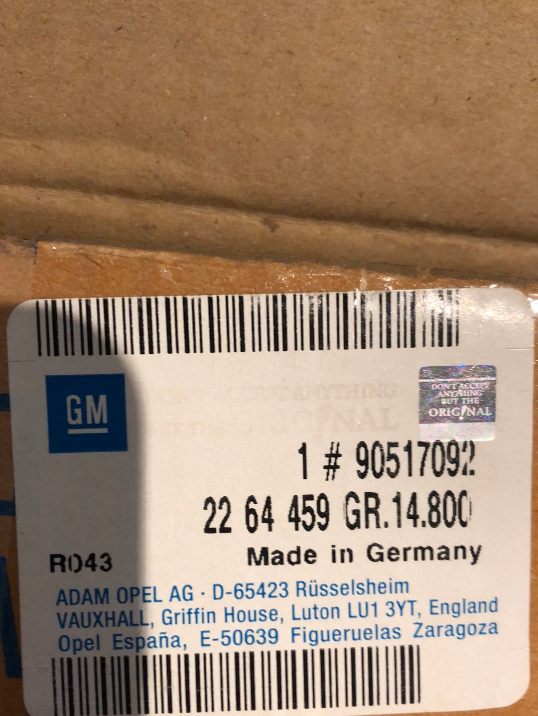 Original GM Opel Omega B Heck Abdeckung grau vorne Neu
