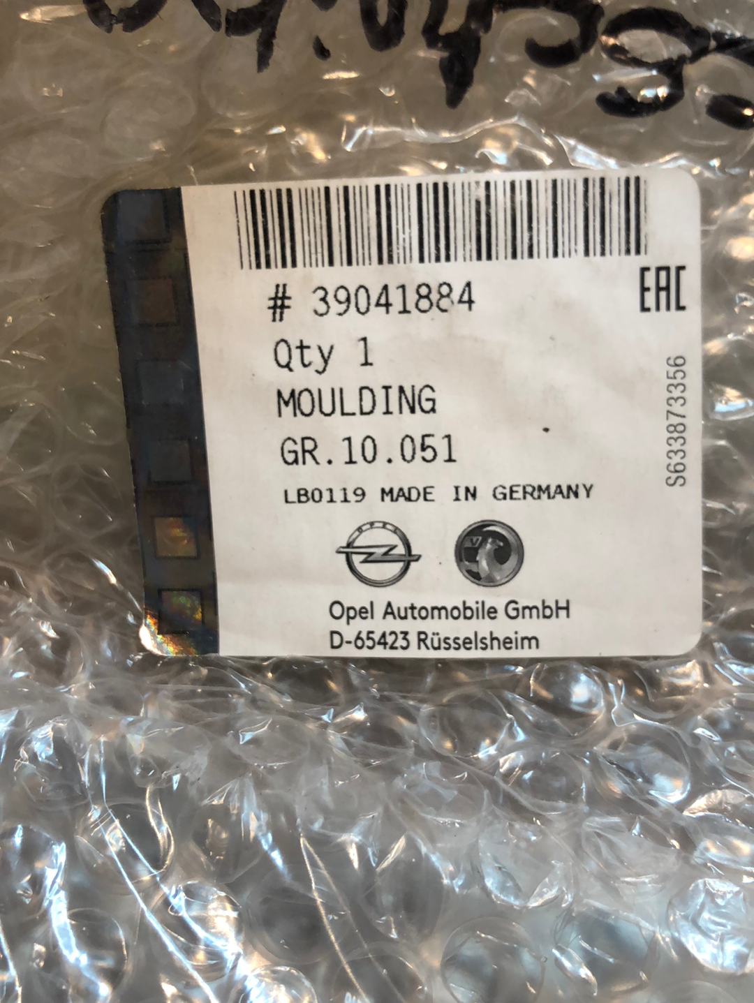 Original GM Opel Astra K Zierleiste an vorderer Windschutzscheibe rechts Neu